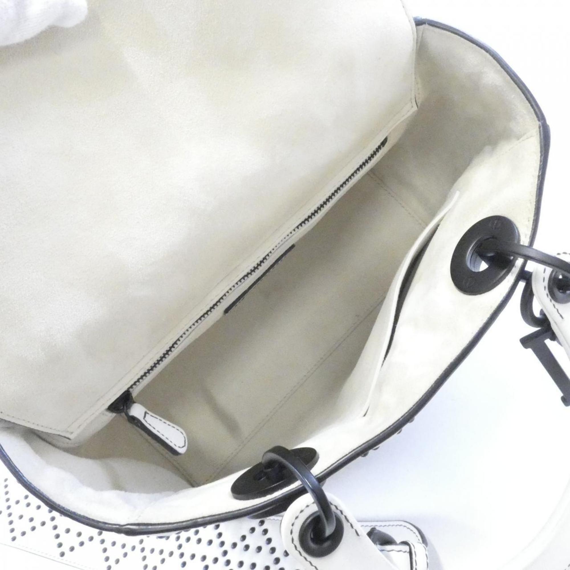 Christian Dior Black White Leather Handbag (Pre-Owned)