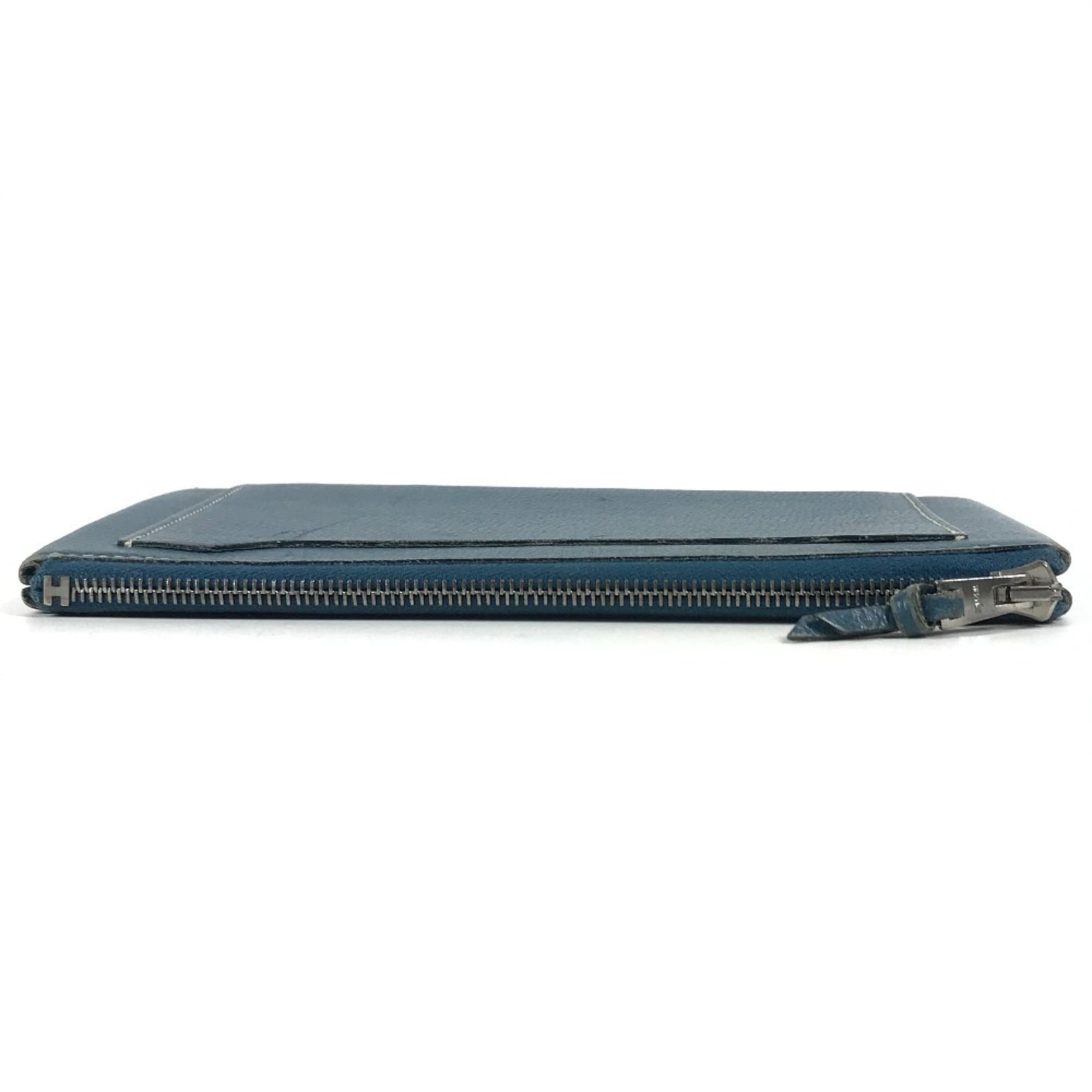 Hermes Blue Epsom Leather Clutch Bag Pouch (Pre-Owned)