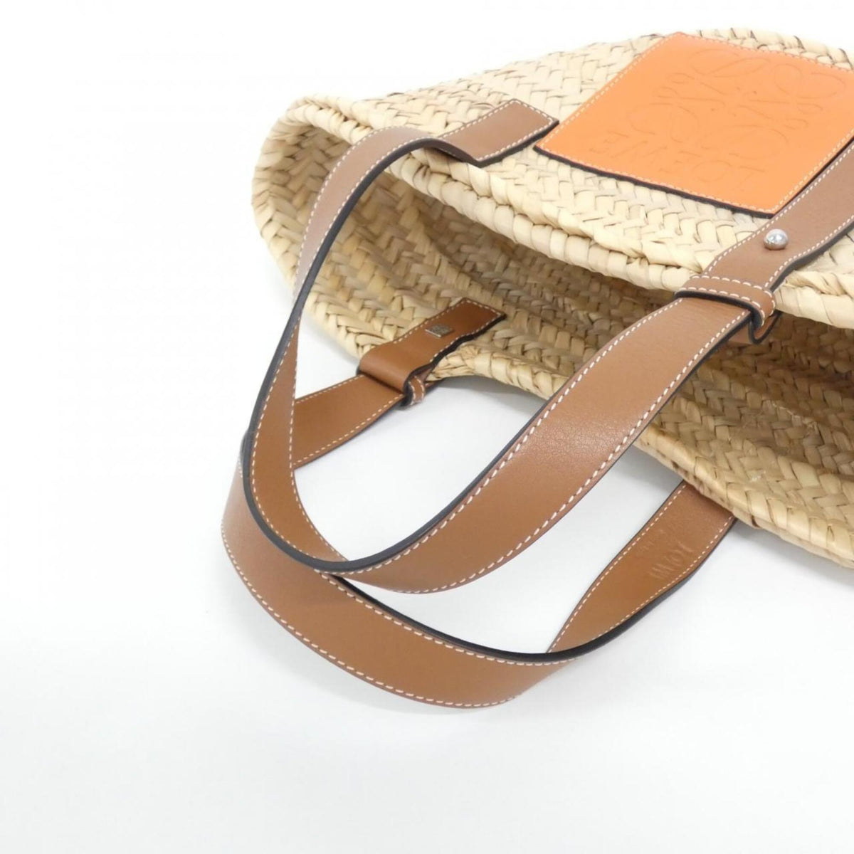 Loewe Orange Raffia Leather Handbag (Pre-Owned)