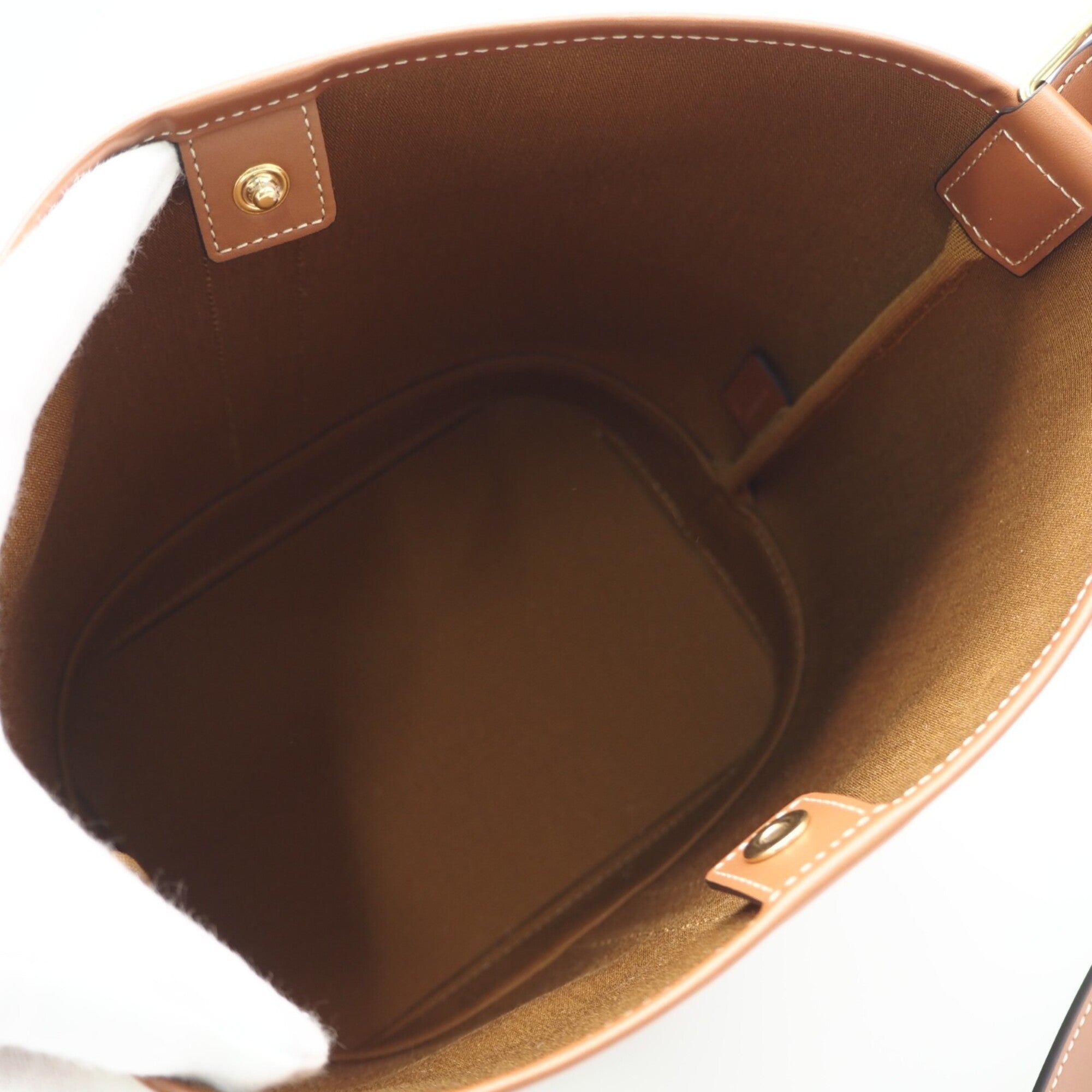 Celine Beige White Coated Canvas Leather Shoulder Bag (Pre-Owned)