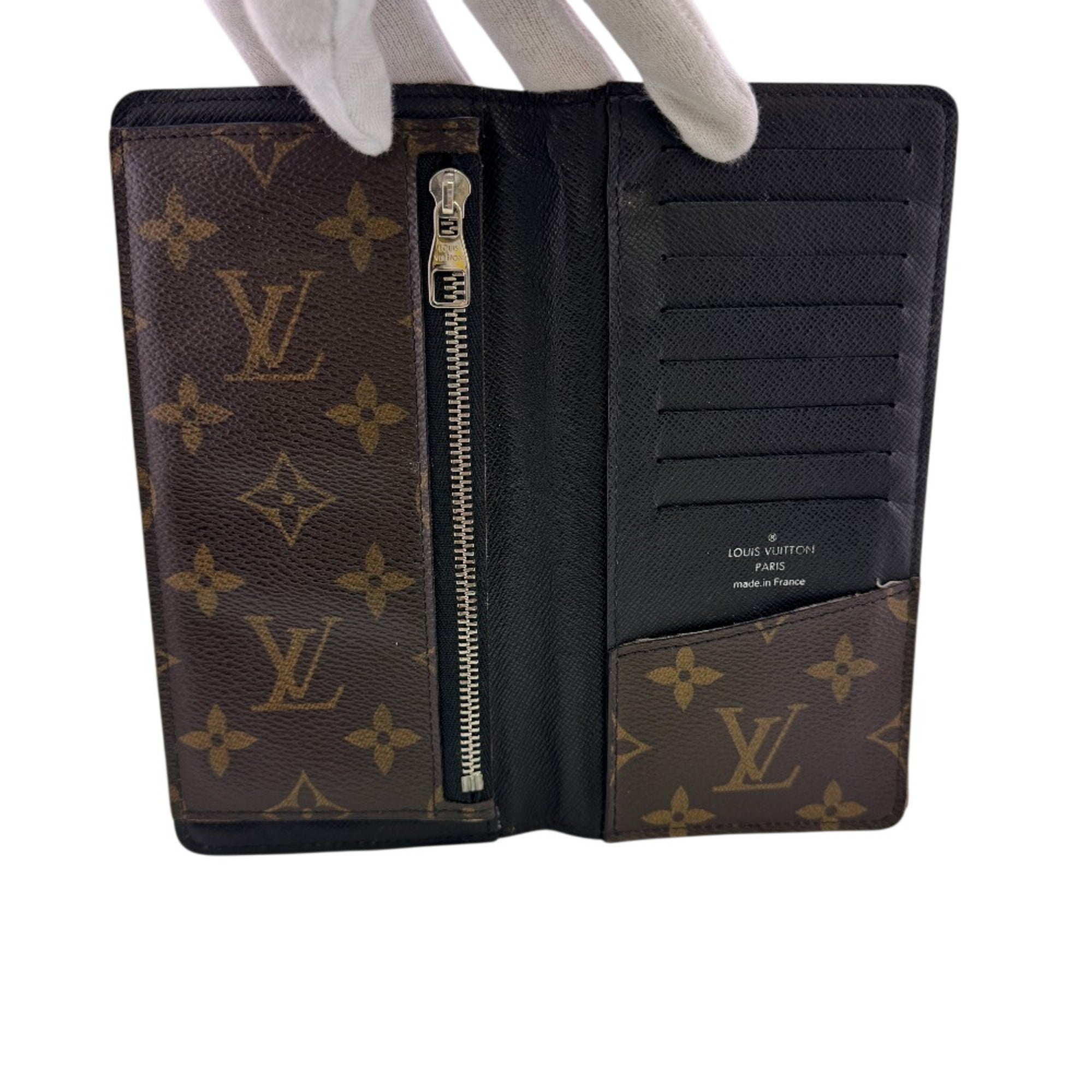 Louis Vuitton Black Leather Long Wallet (Bi-Fold) (Pre-Owned)