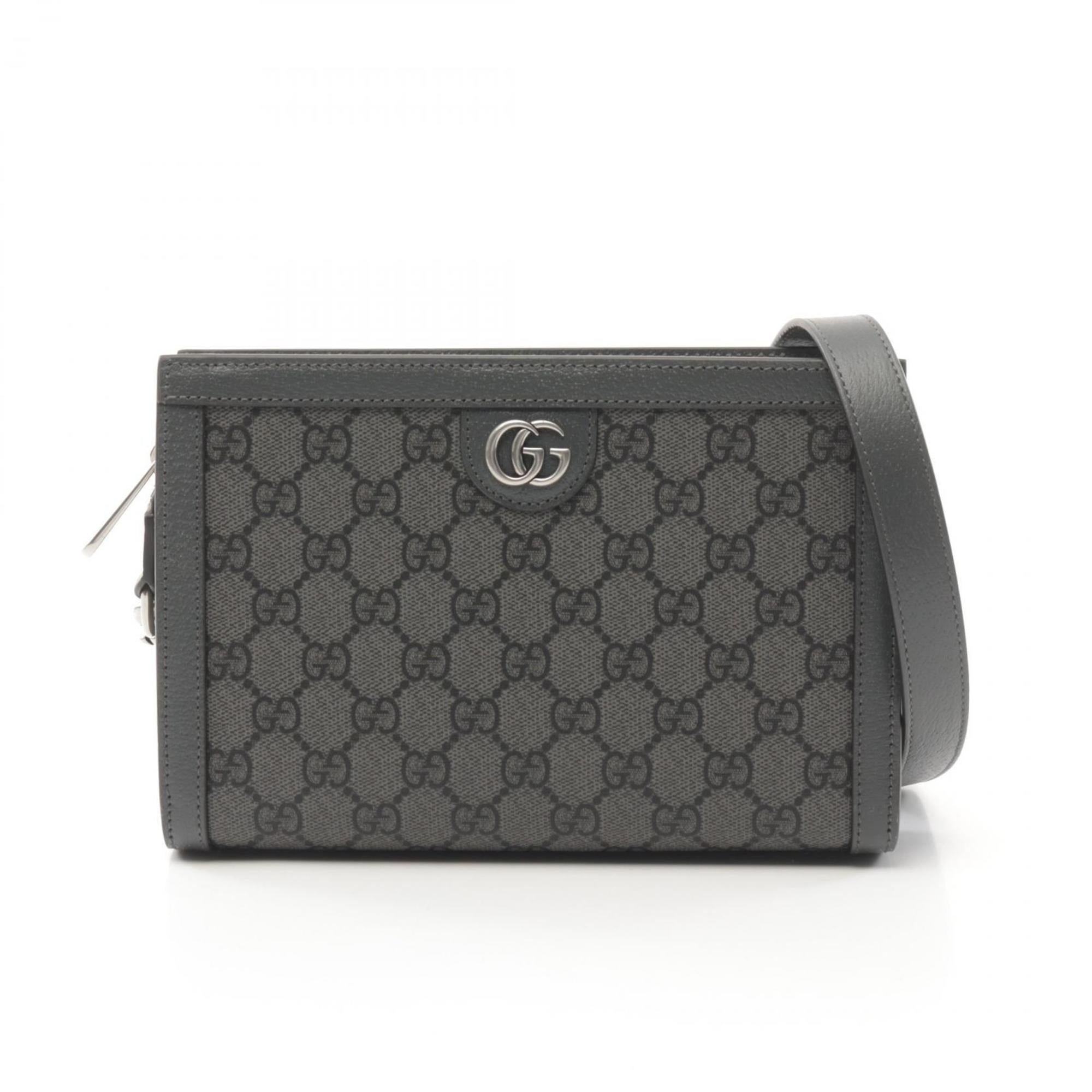 Gucci Gray Coated Canvas Leather Shoulder Bag (Pre-Owned)