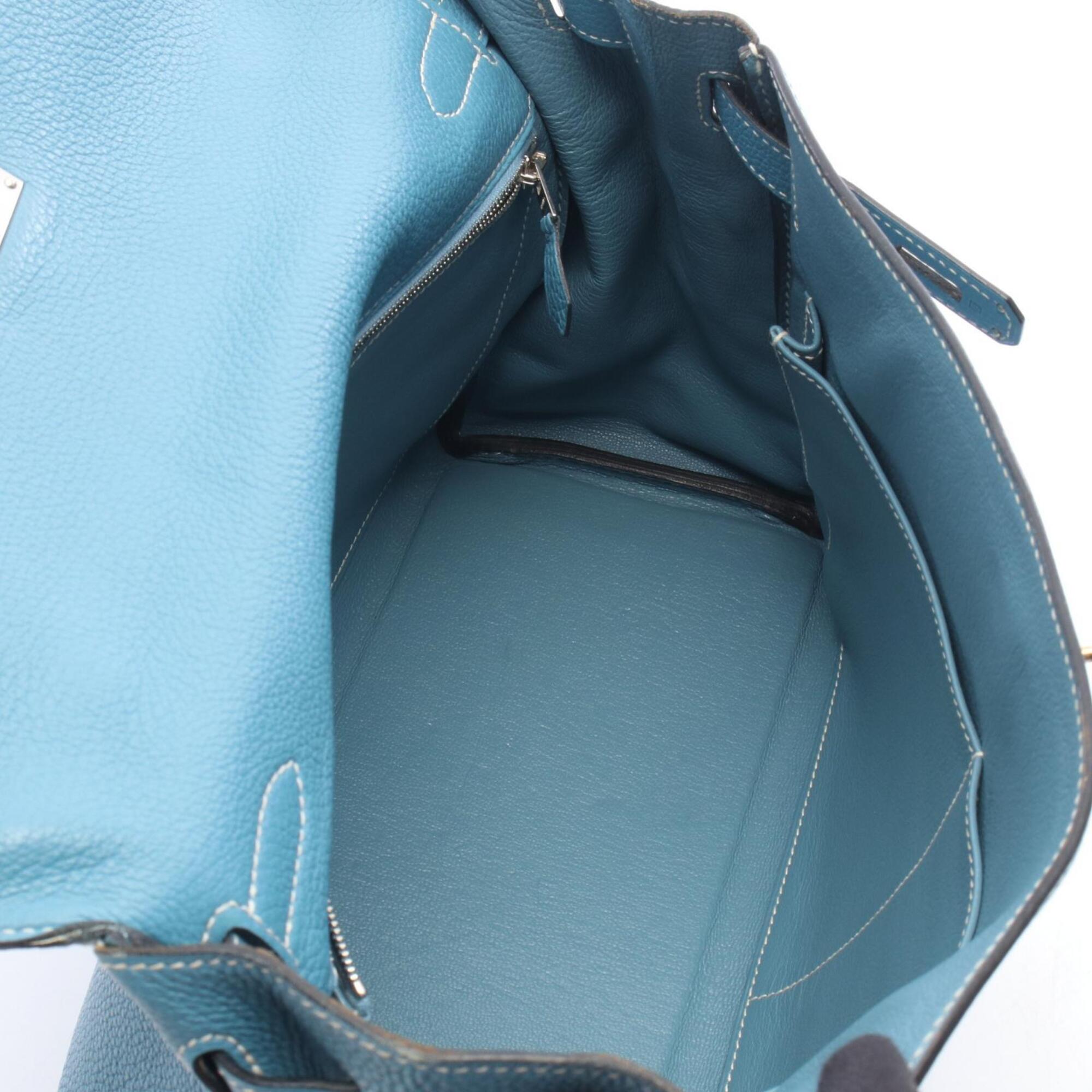 Hermes Blue Blue Jean Togo Leather Handbag (Pre-Owned)