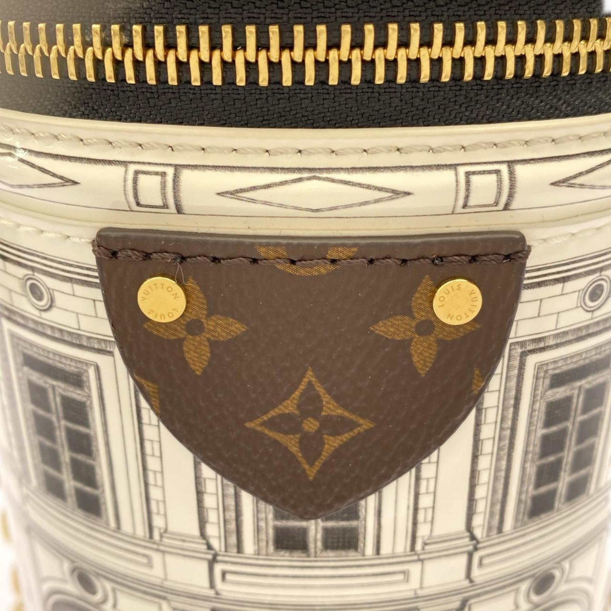 Louis Vuitton Blanc Marron Leather Coated Canvas Shoulder Bag (Pre-Owned)