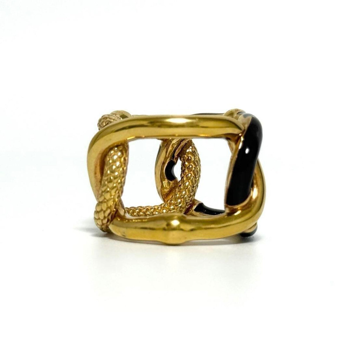 Bottega Veneta Gold Brown Silver 925 Band Ring (Pre-Owned)