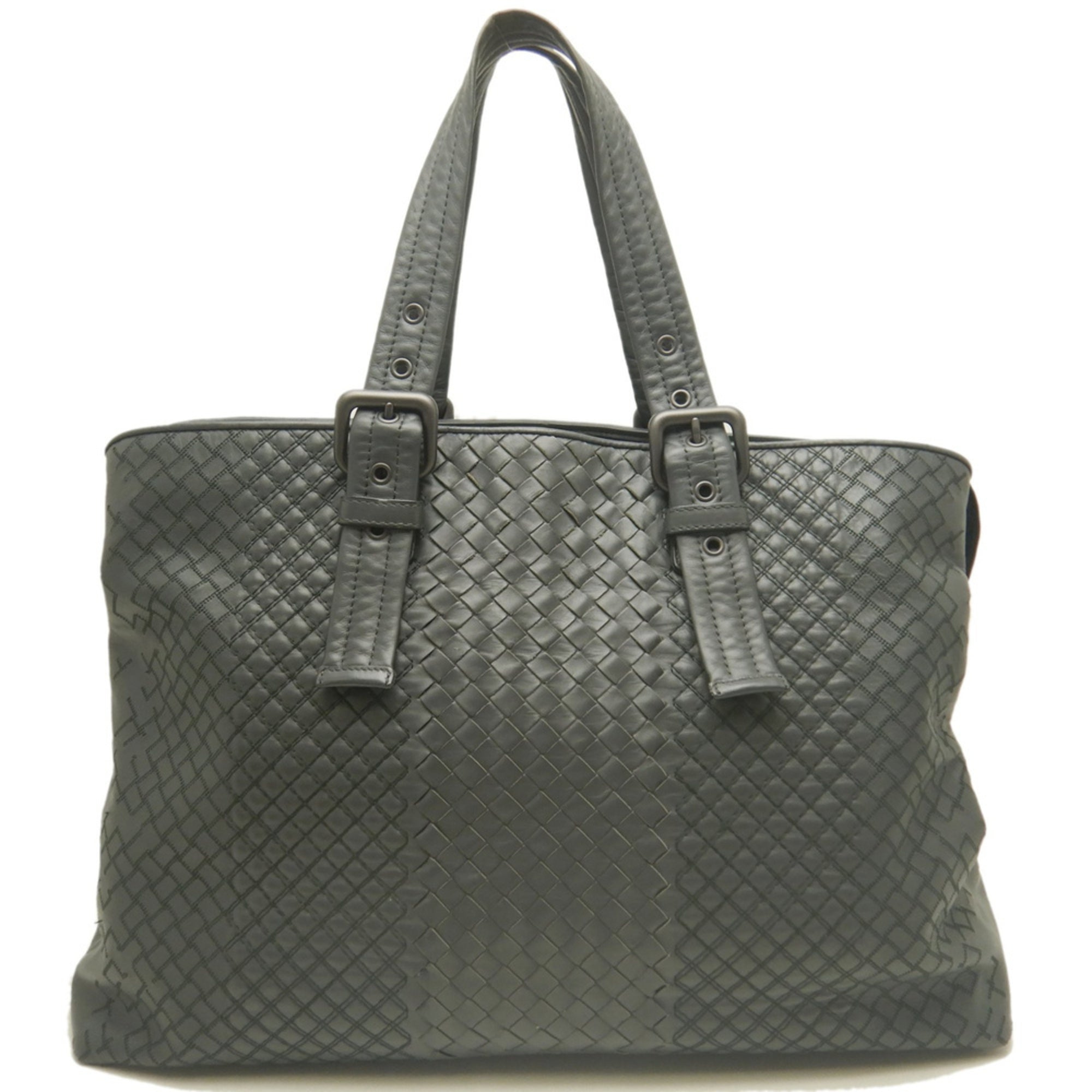 Bottega Veneta Intreccio Gray Intrecciato Tote Bag (Pre-Owned)