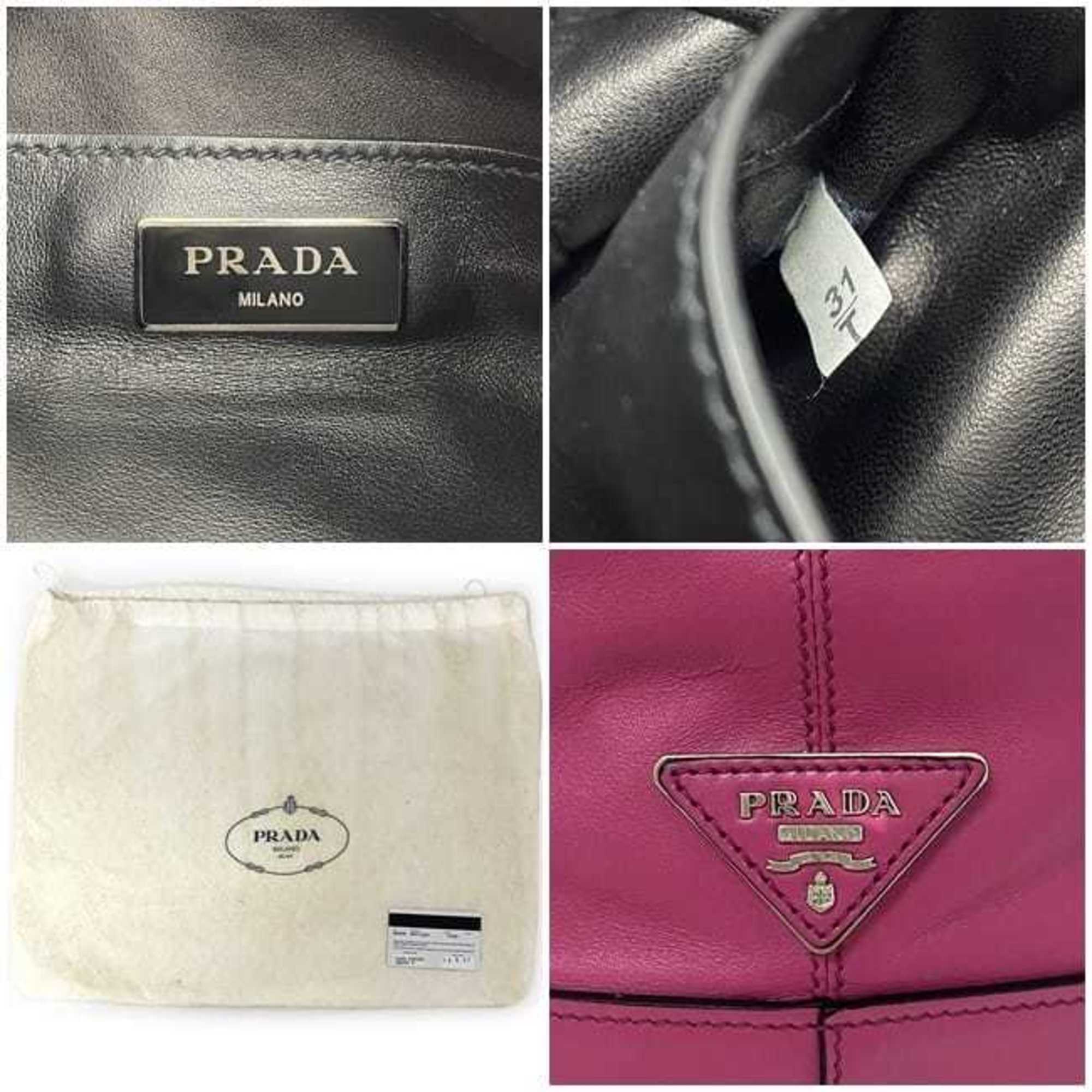 Prada Fuxia Pink Leather Handbag Shoulder Bag (Pre-Owned)