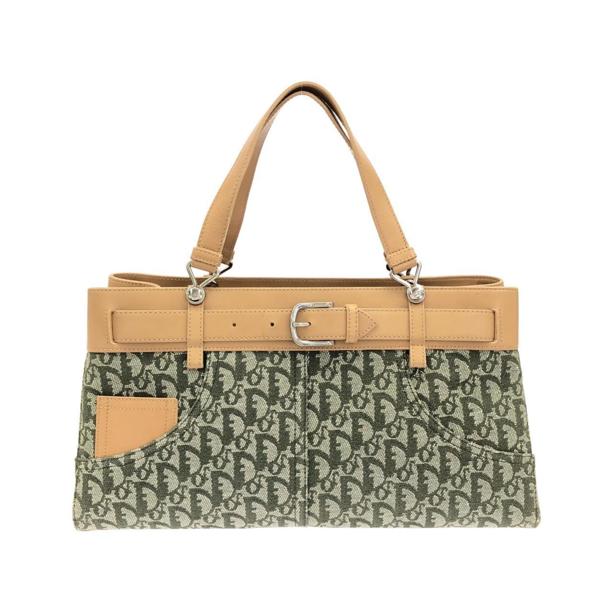Christian Dior Green Canvas Leather Handbag (Pre-Owned)