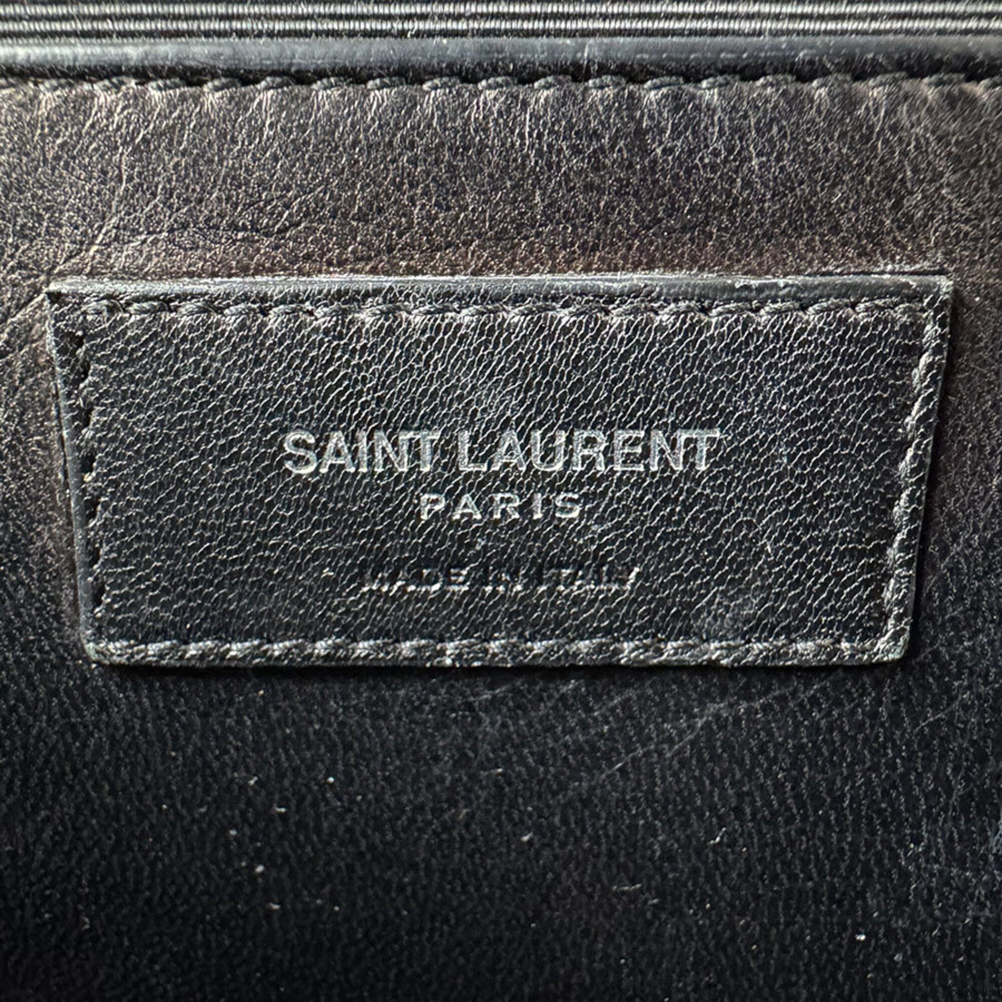 Saint Laurent Black Red Color Leather Shoulder Bag (Pre-Owned)