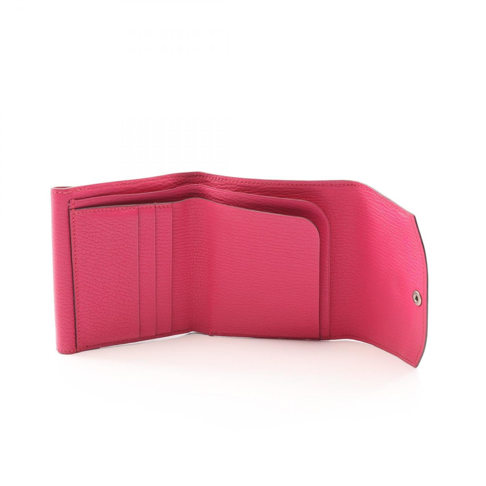 Hermes Pink Chevre Leather Wallet (Tri-Fold) (Pre-Owned)