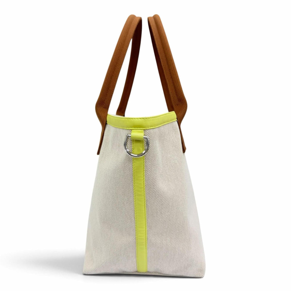 Hermes Natural Canvas Leather Handbag Tote Bag (Pre-Owned)