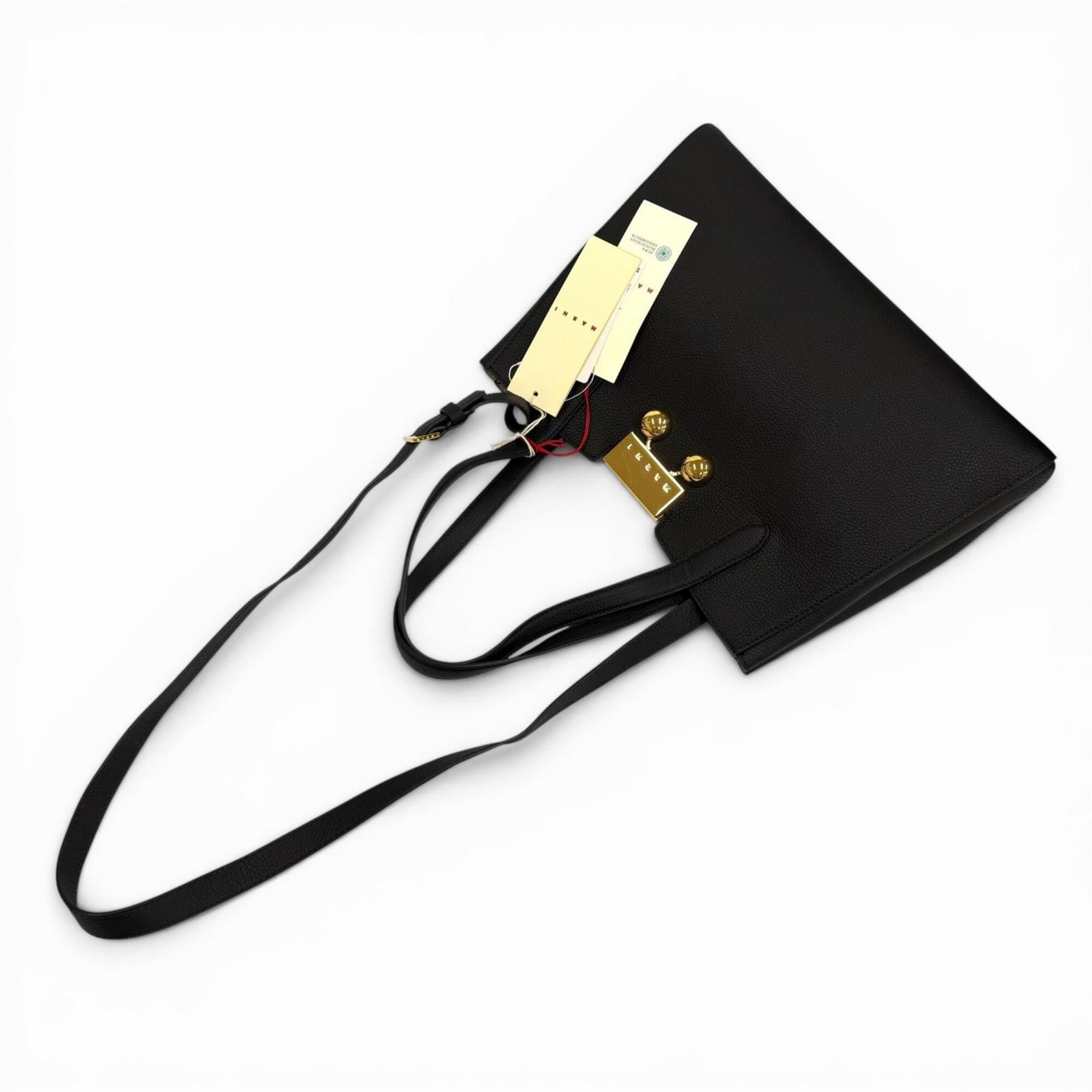 Marni Black Leather Tote Bag (Pre-Owned)