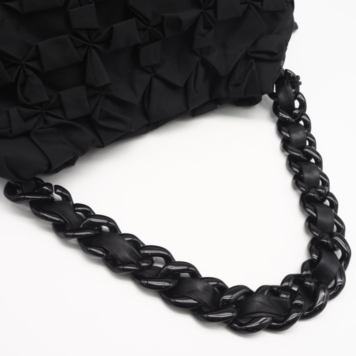 Prada Black Nylon Leather Plastic Handbag (Pre-Owned)