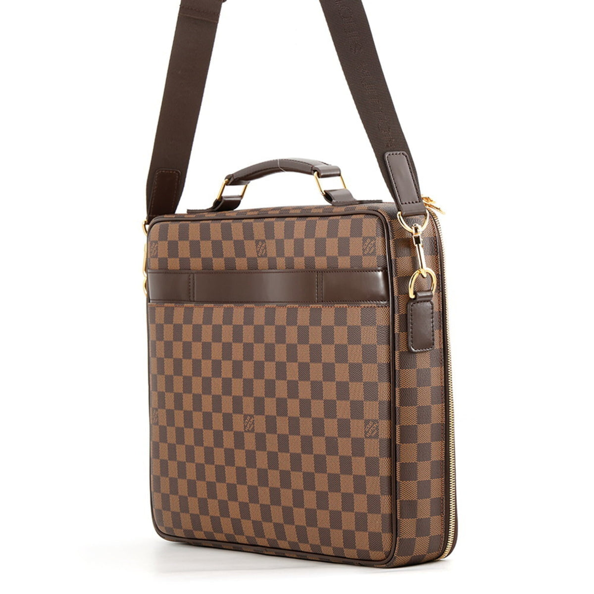 Louis Vuitton Brown Damier Canvas Ebene Exotic Leather Handbag (Pre-Owned)