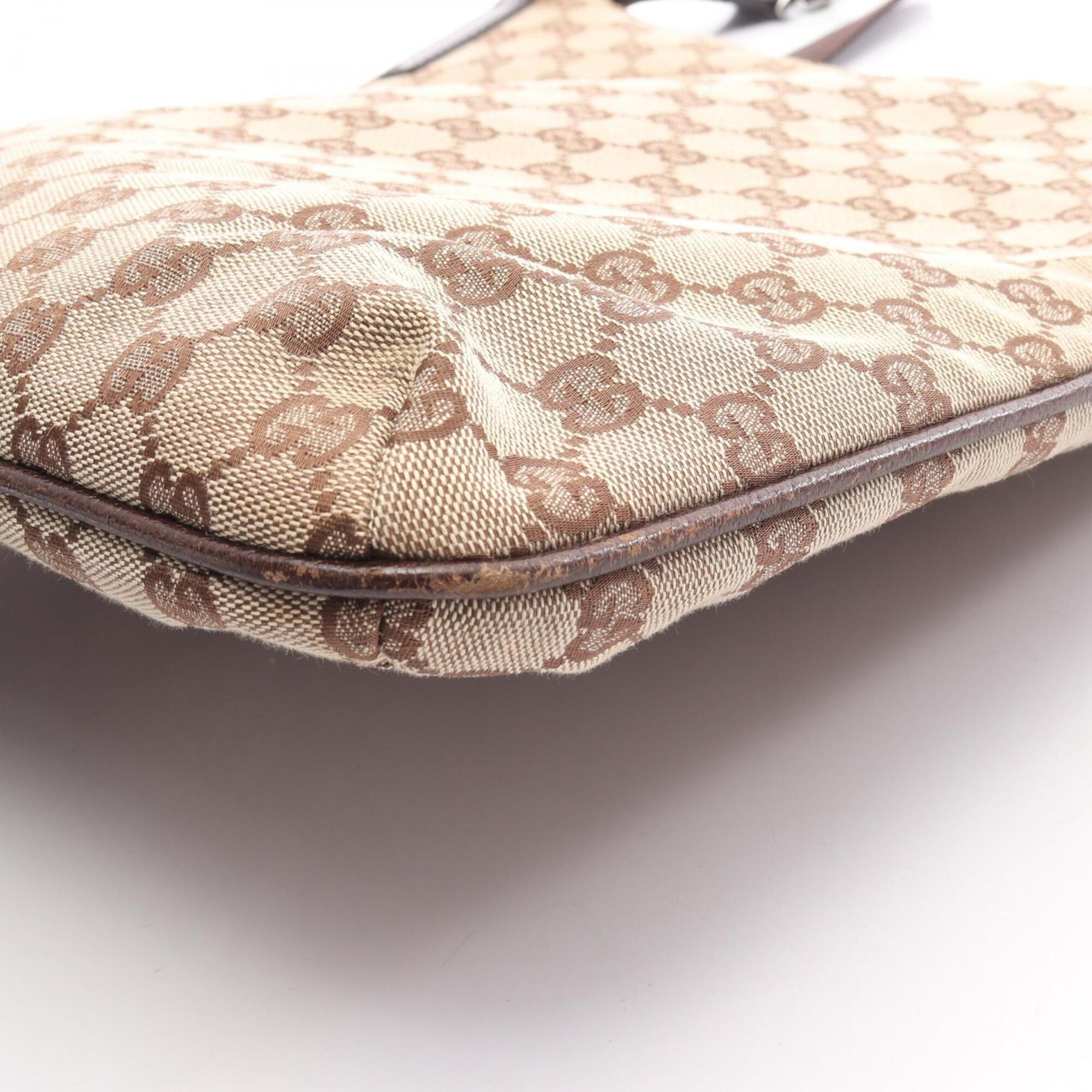 Gucci Beige Brown Canvas Leather Handbag Shoulder Bag (Pre-Owned)