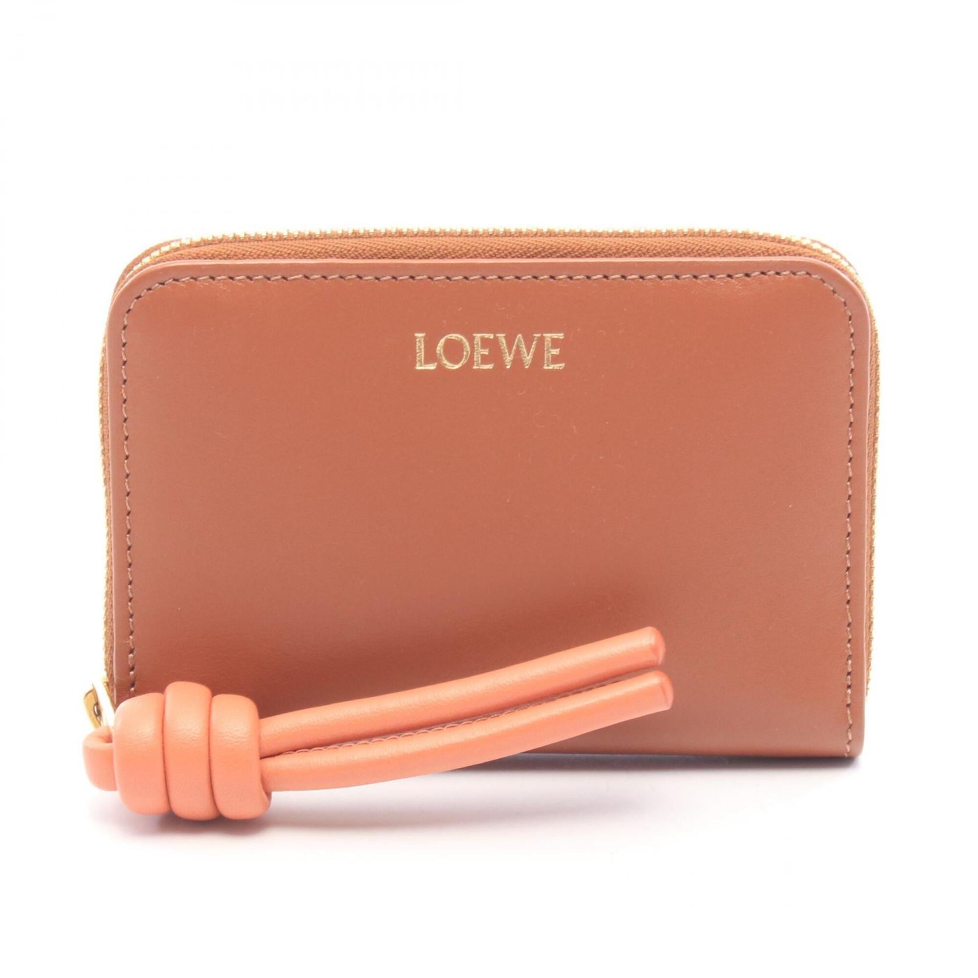 Loewe Brown Pink Leather Coin Purse/Coin Case (Pre-Owned)