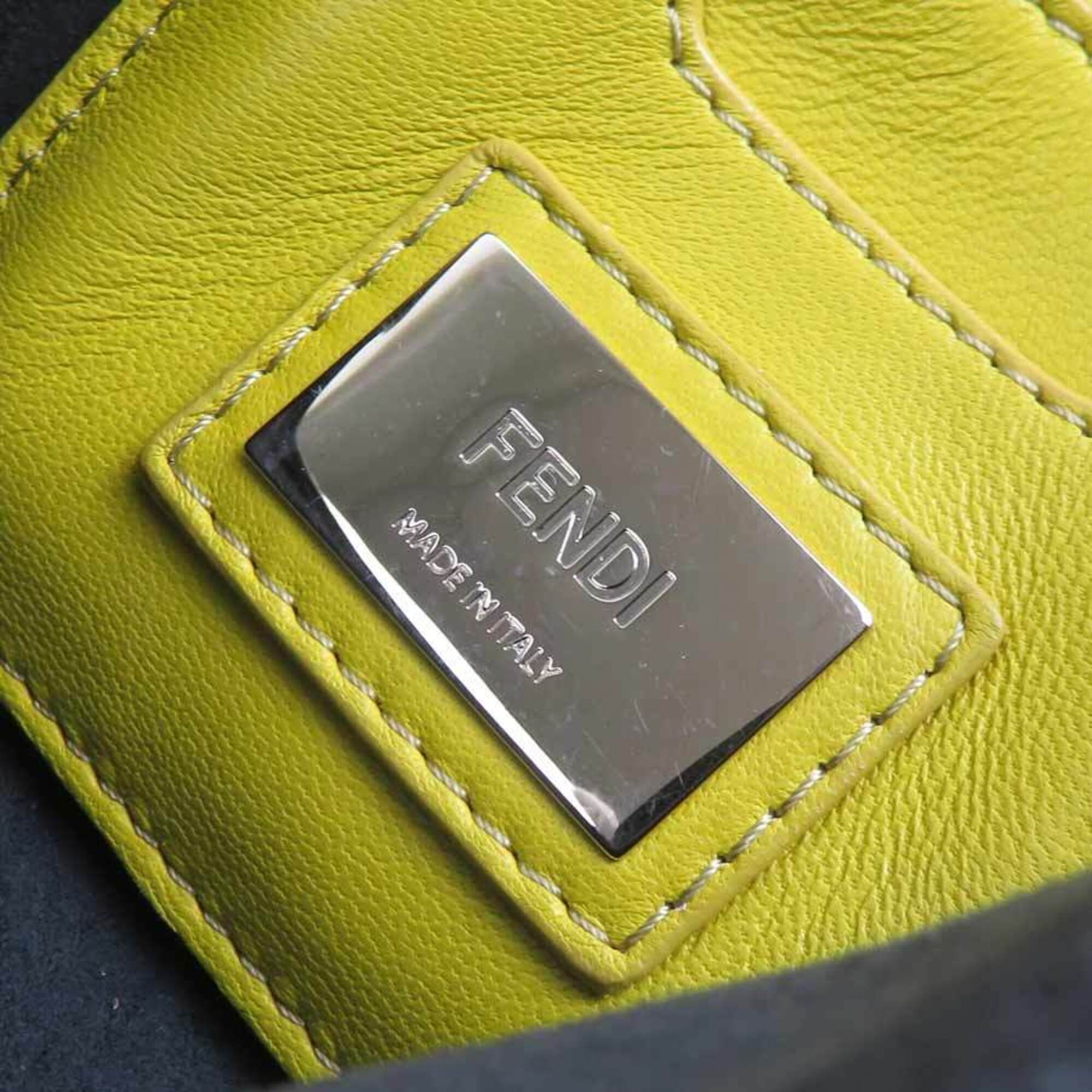 Fendi Gray Yellow Leather Shoulder Bag (Pre-Owned)