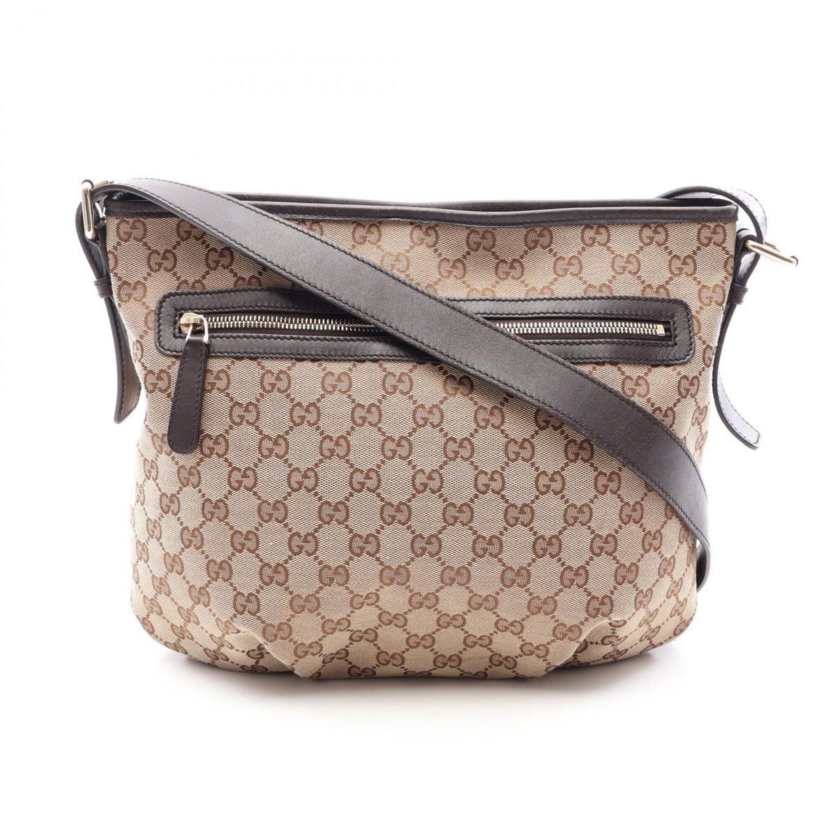 Gucci Beige Brown Gg Canvas Leather Handbag Shoulder Bag (Pre-Owned)