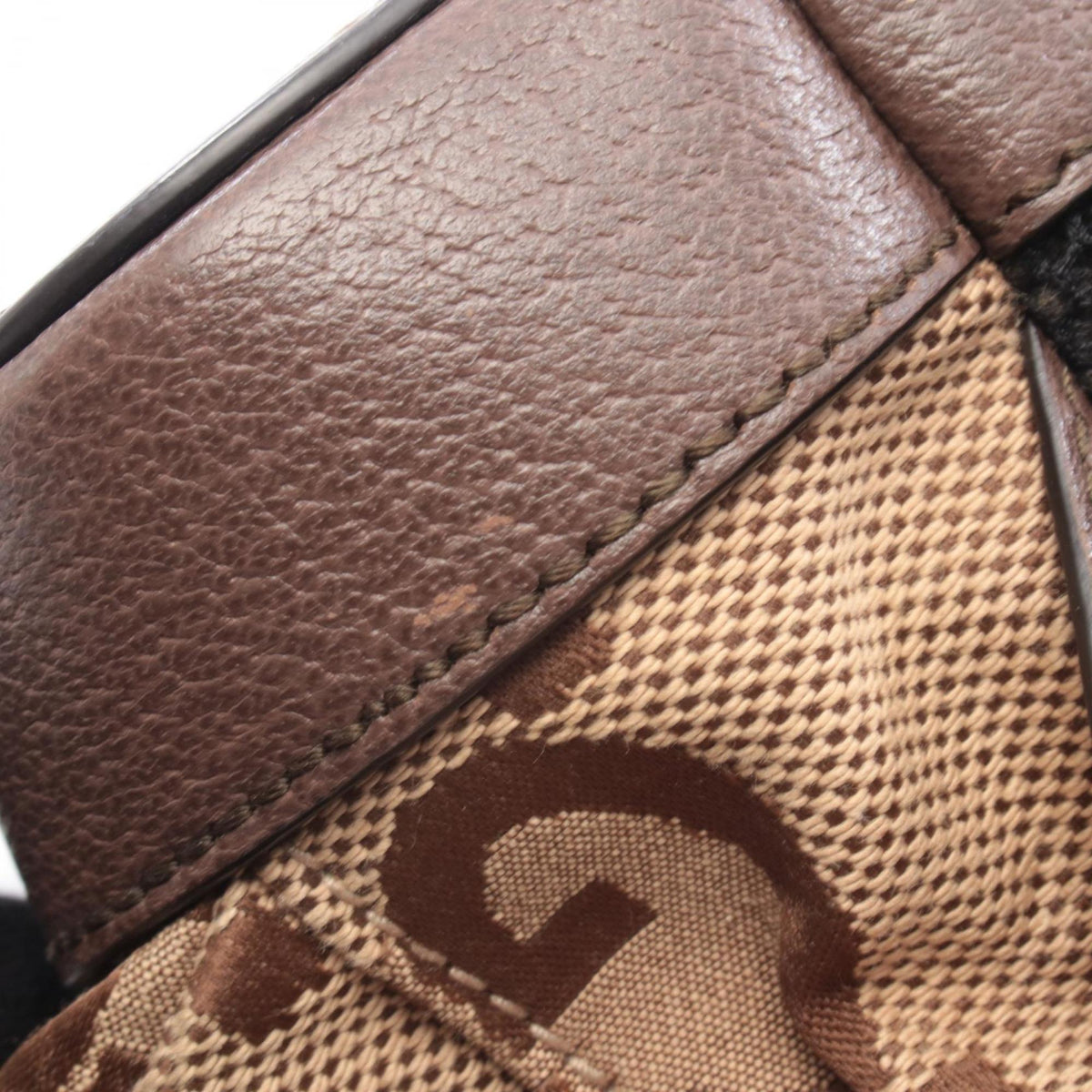 Gucci Beige Brown Canvas Leather Backpack (Pre-Owned)