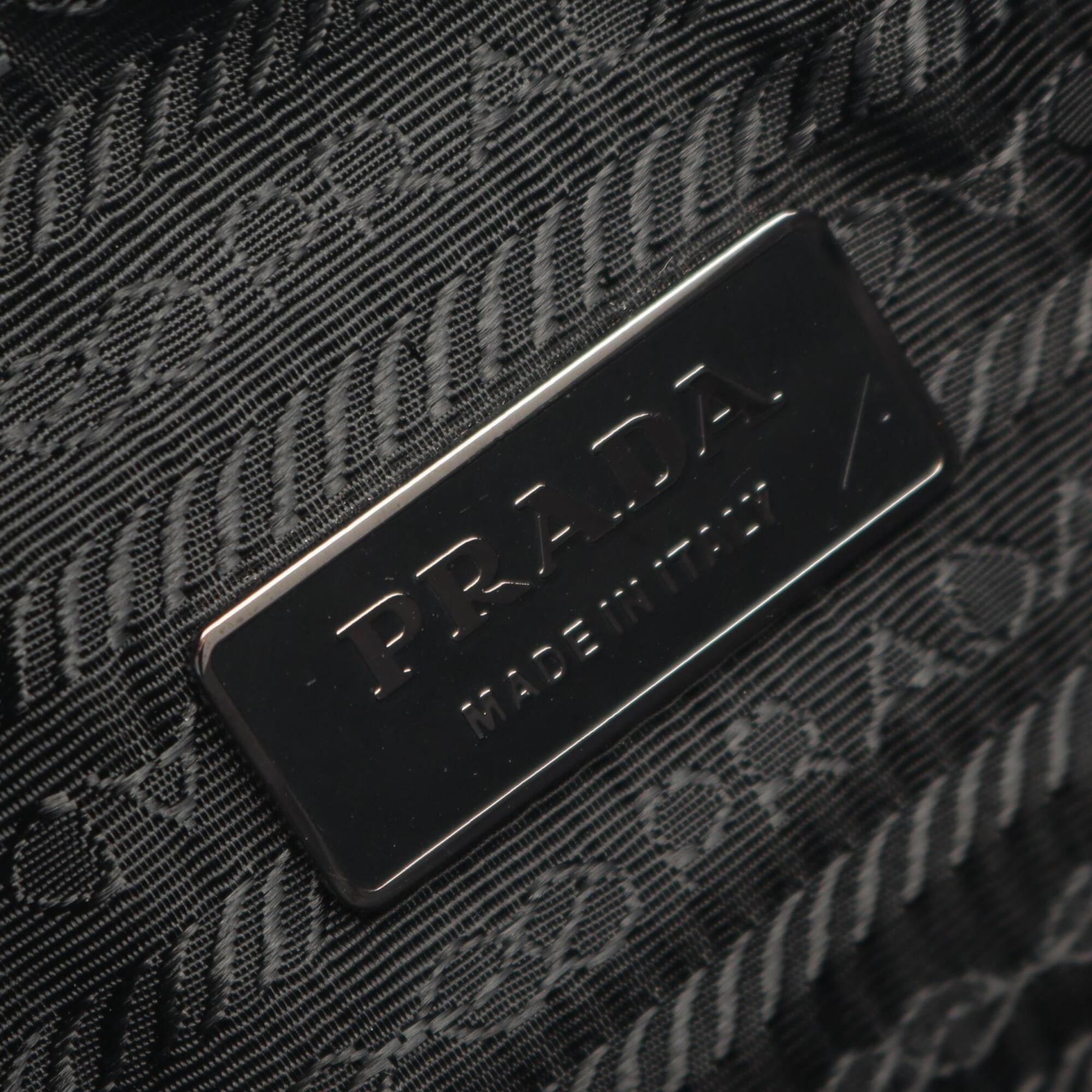 Prada Black Nylon Leather Handbag Shoulder Bag (Pre-Owned)