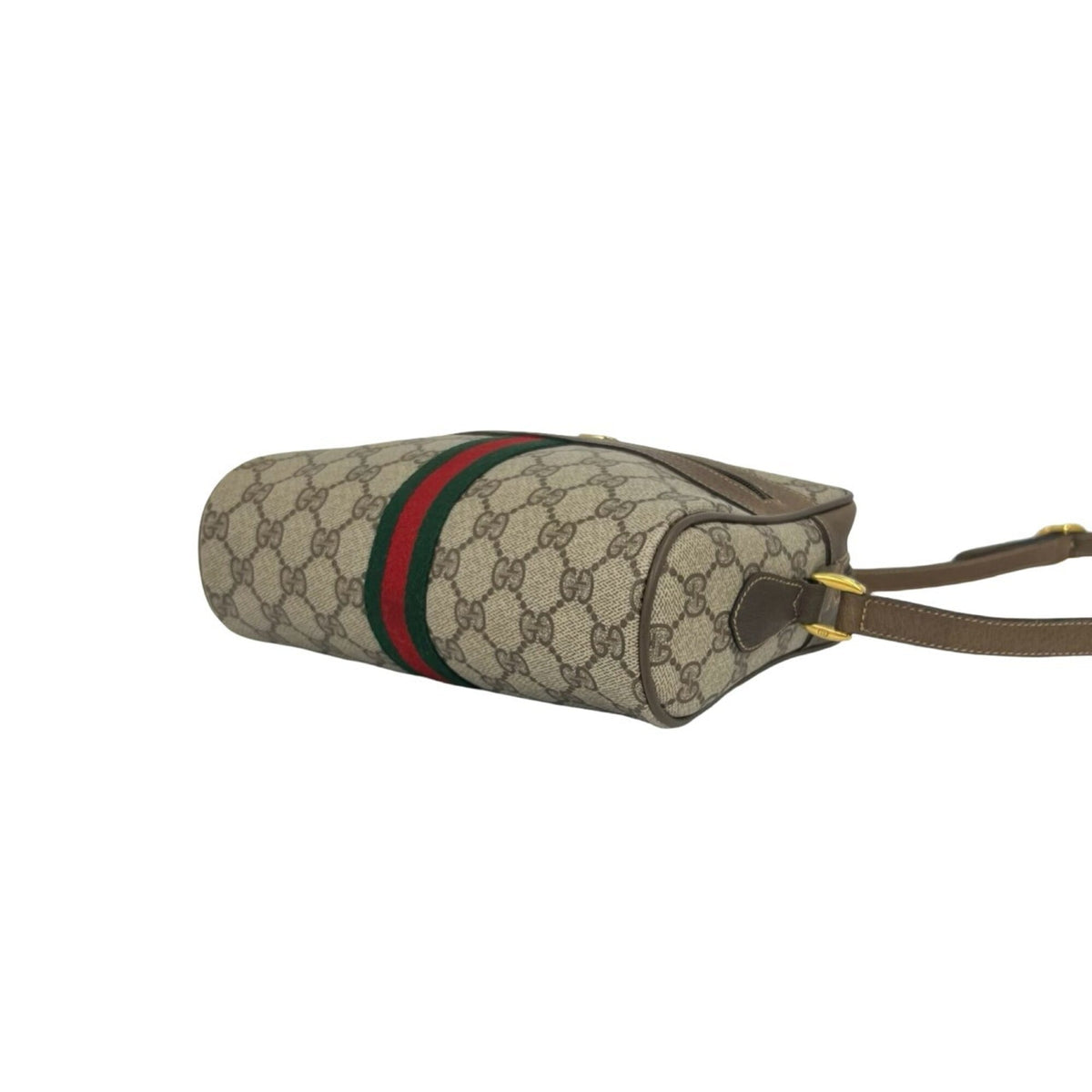 Gucci Brown Green Red Color Pvc Leather Shoulder Bag (Pre-Owned)