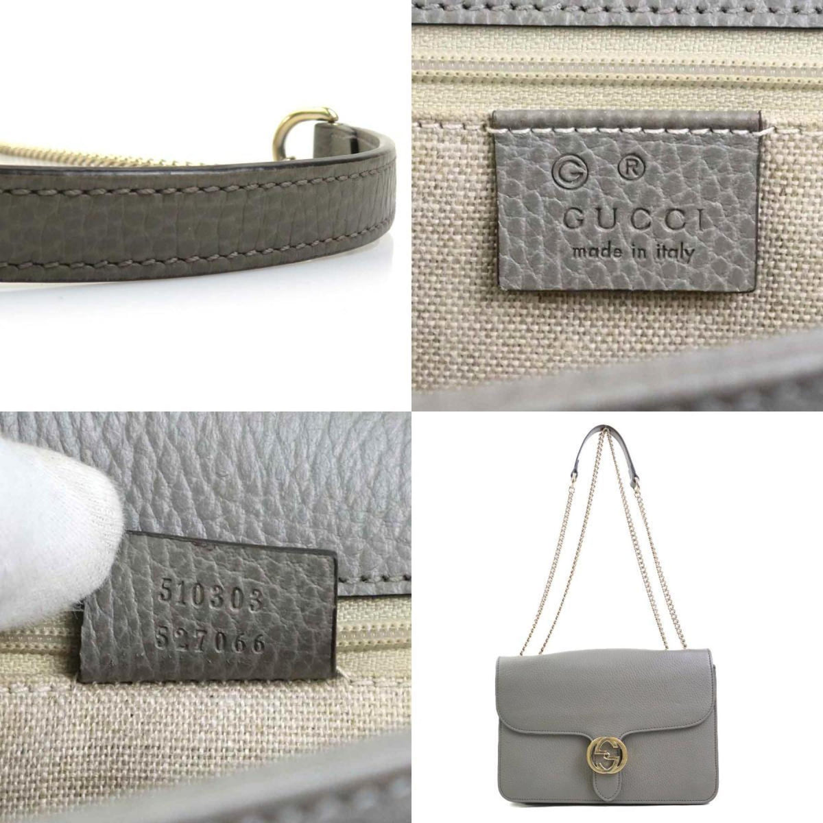 Gucci Gray Leather Shoulder Bag (Pre-Owned)