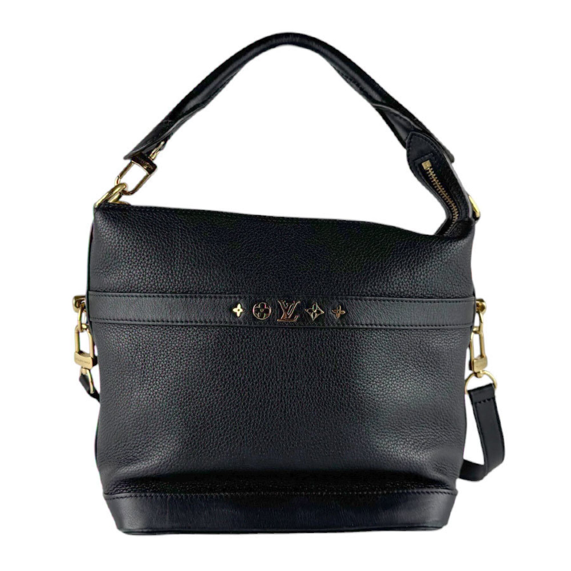 Louis Vuitton Black Leather Handbag Shoulder Bag (Pre-Owned)