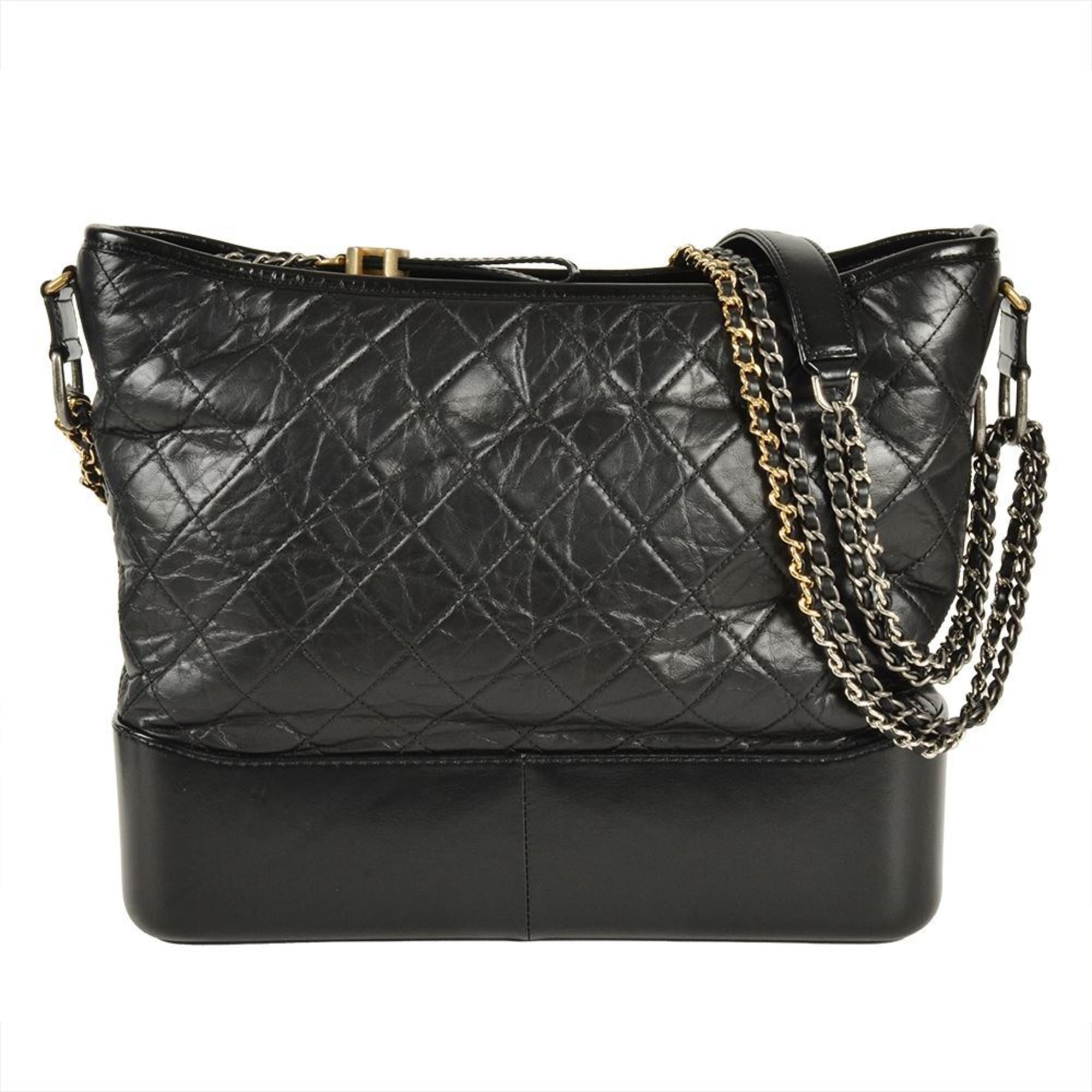 Chanel Gabriel Black Leather Shoulder Bag (Pre-Owned)