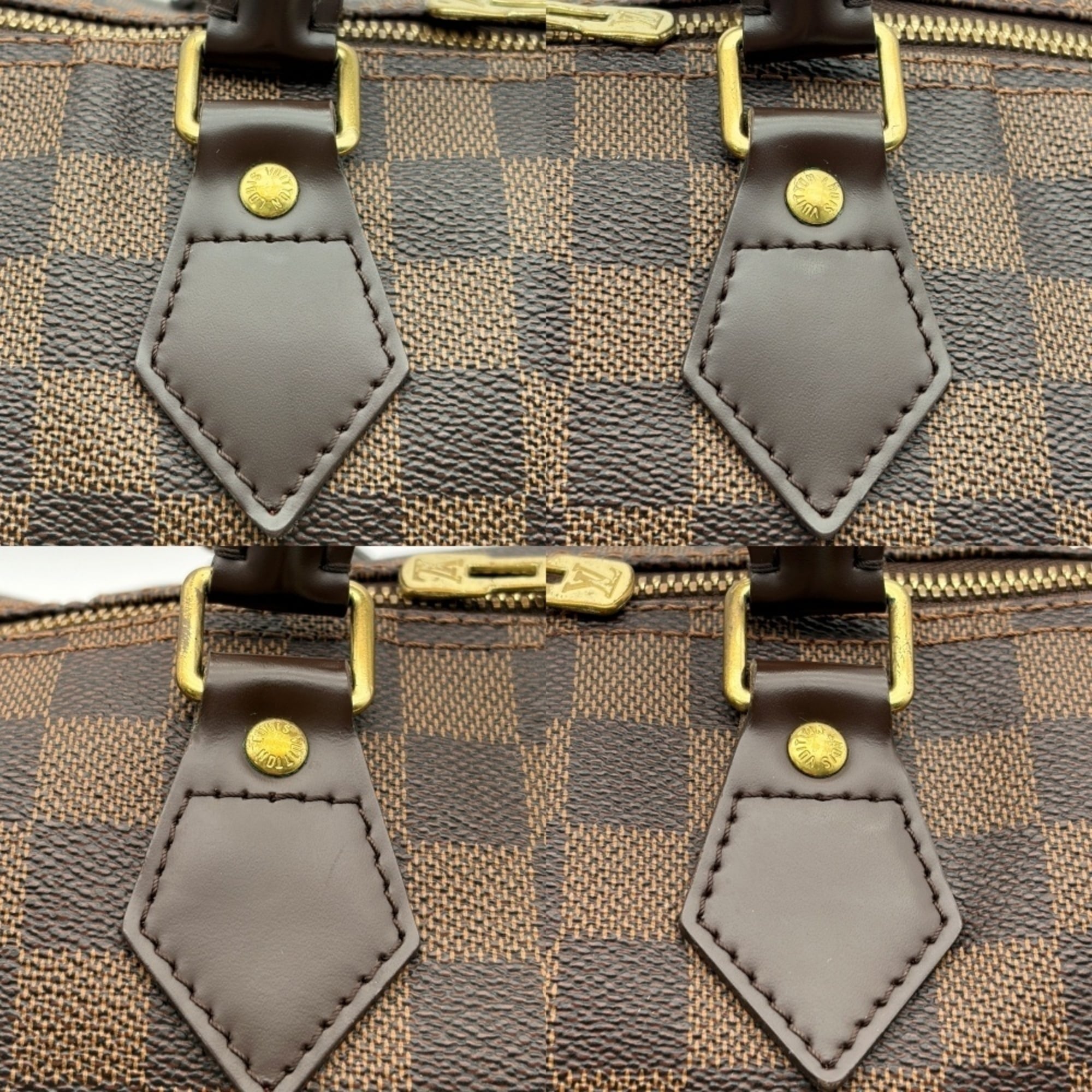 Louis Vuitton Damier Ebene Damier Canvas Leather Boston Bag Shoulder Bag (Pre-Owned)