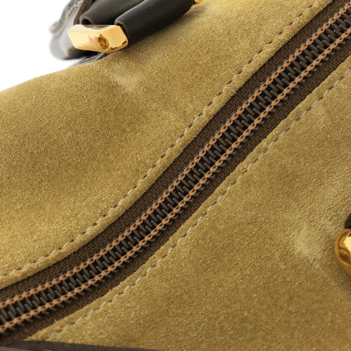 Loewe Brown Gold Suede Boston Bag (Pre-Owned)