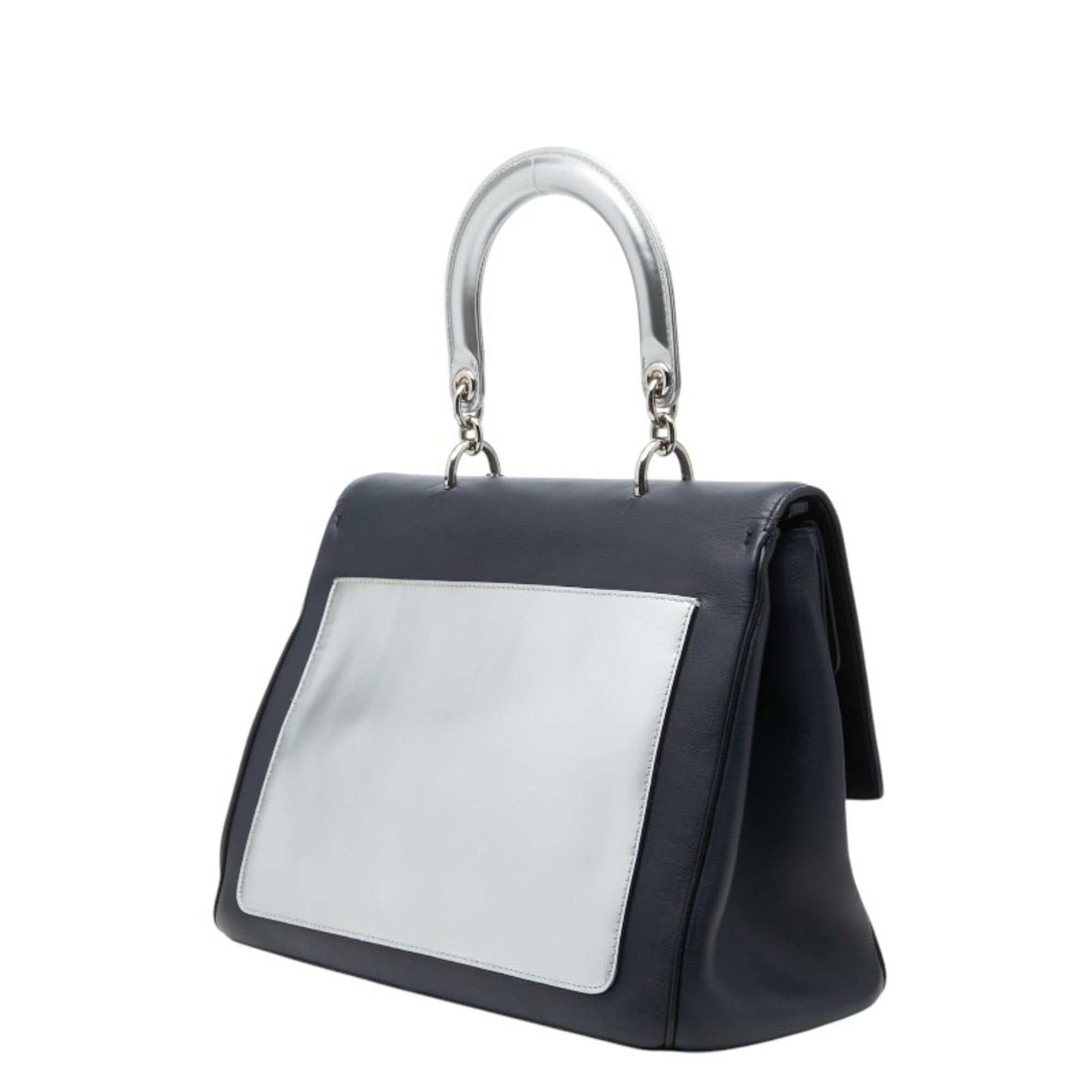 Christian Dior Navy Silver Leather Handbag Shoulder Bag (Pre-Owned)