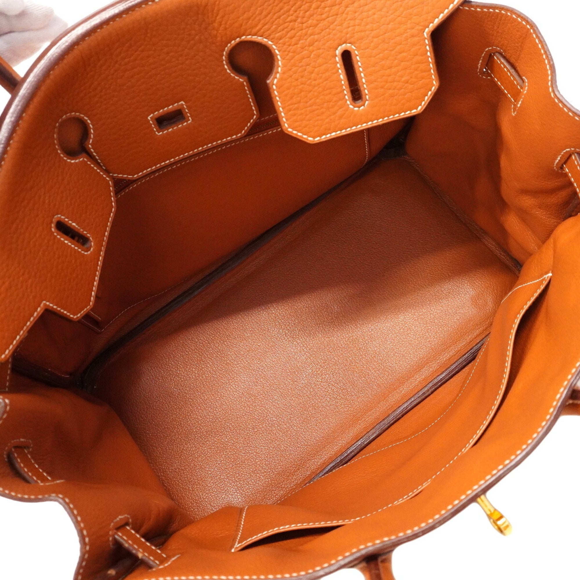 Hermes Natural Taurillon Clemence Leather Handbag (Pre-Owned)