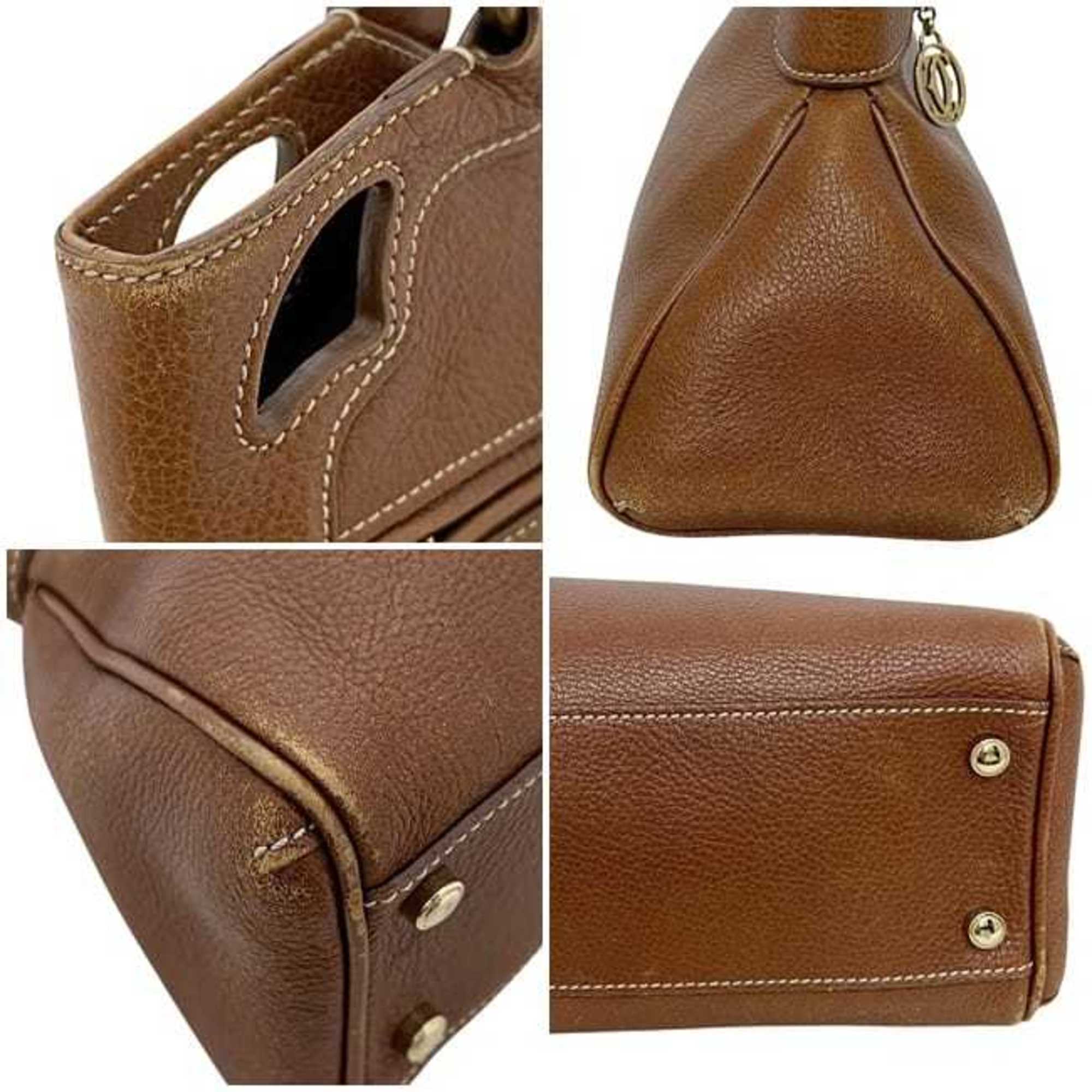 Cartier Brown Leather Handbag (Pre-Owned)