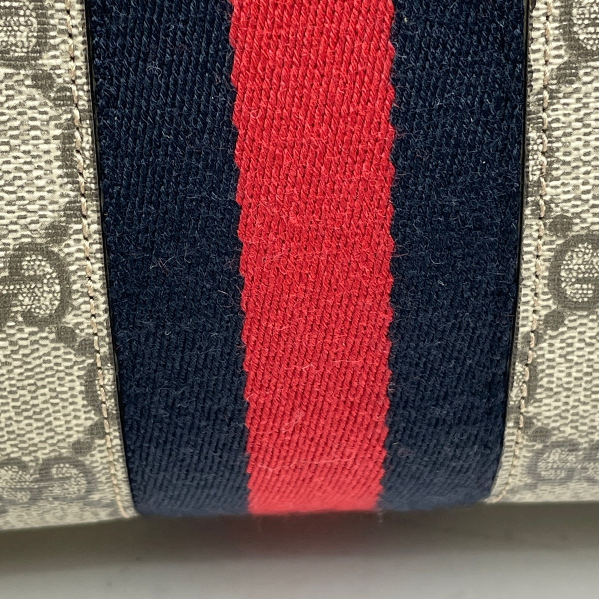 Gucci Beige White Coated Canvas Leather Tote Bag (Pre-Owned)