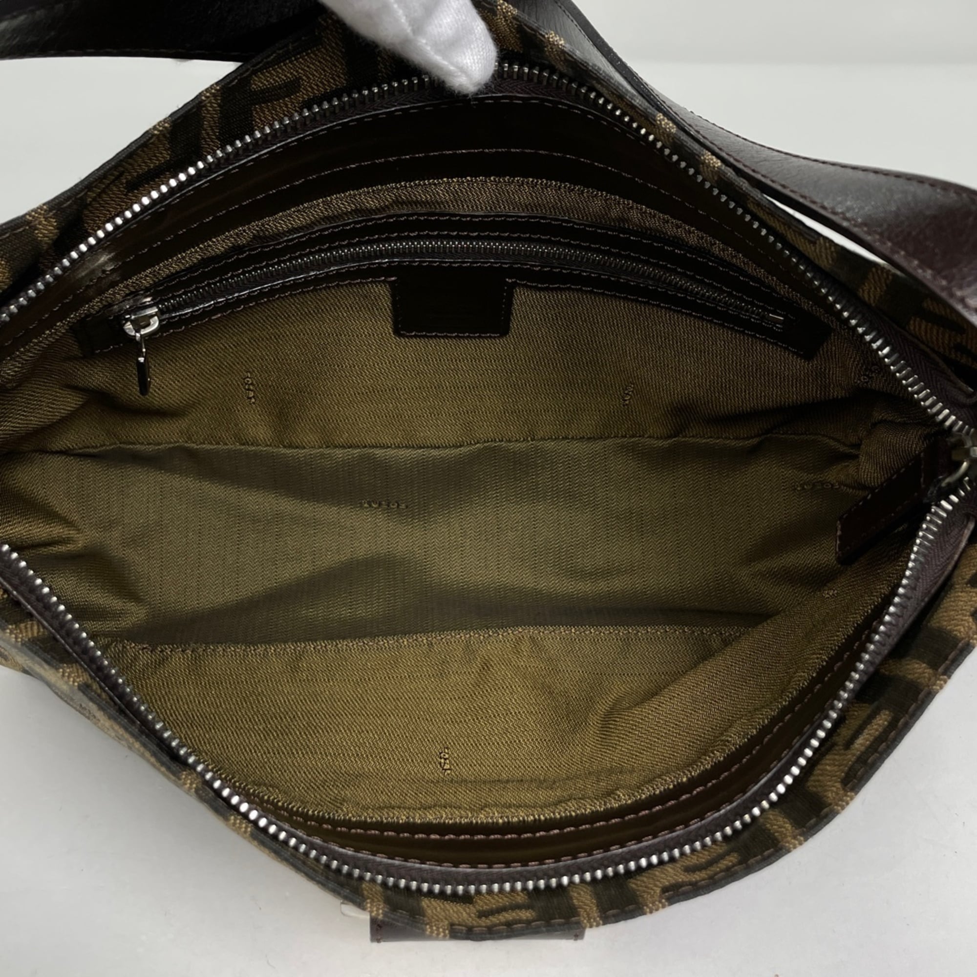 Fendi Brown Canvas Leather Handbag Shoulder Bag (Pre-Owned)
