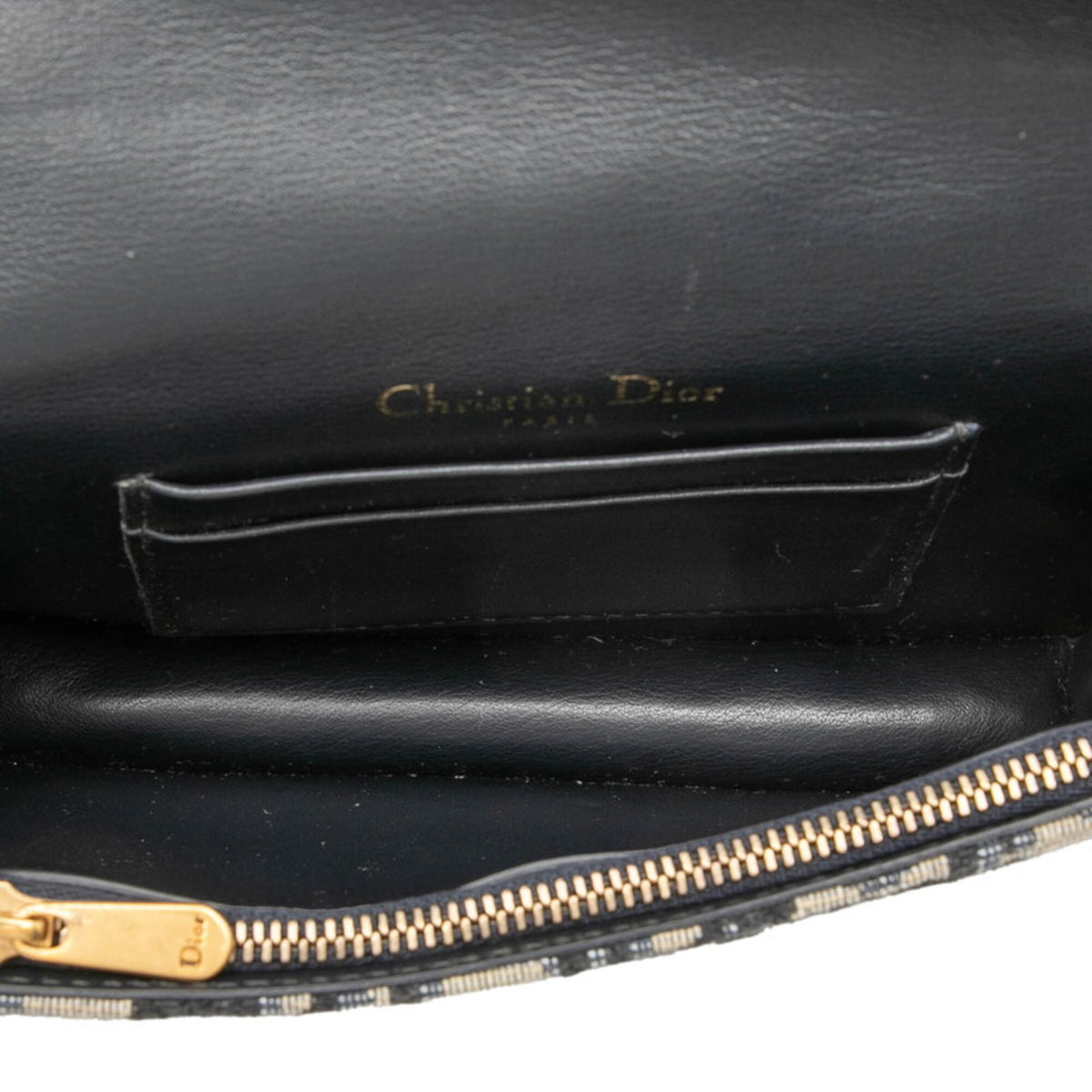 Christian Dior Beige Navy Canvas Leather Sling Bag (Pre-Owned)