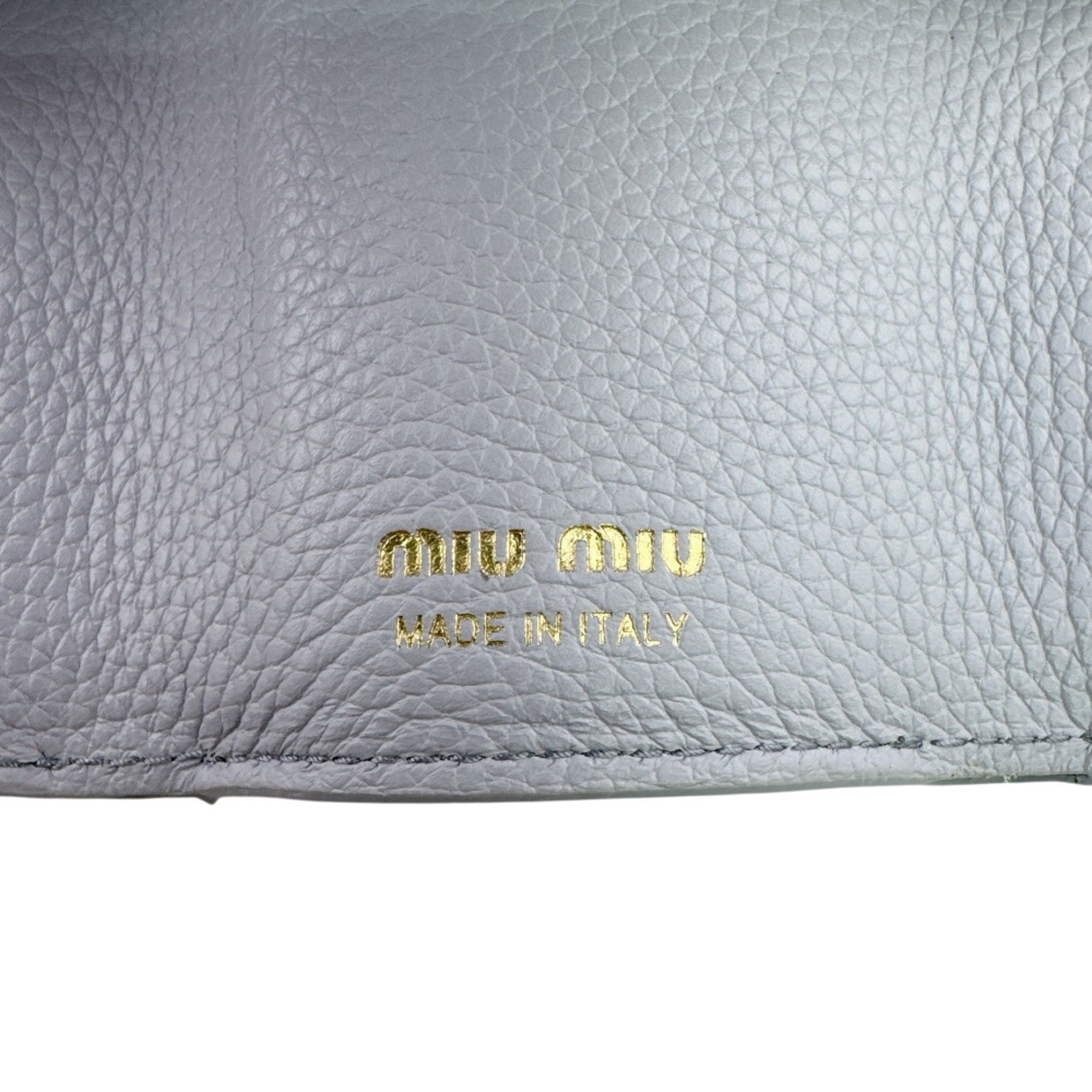 Miu Miu Blue Light Blue Gray Leather Wallet (Tri-Fold) (Pre-Owned)