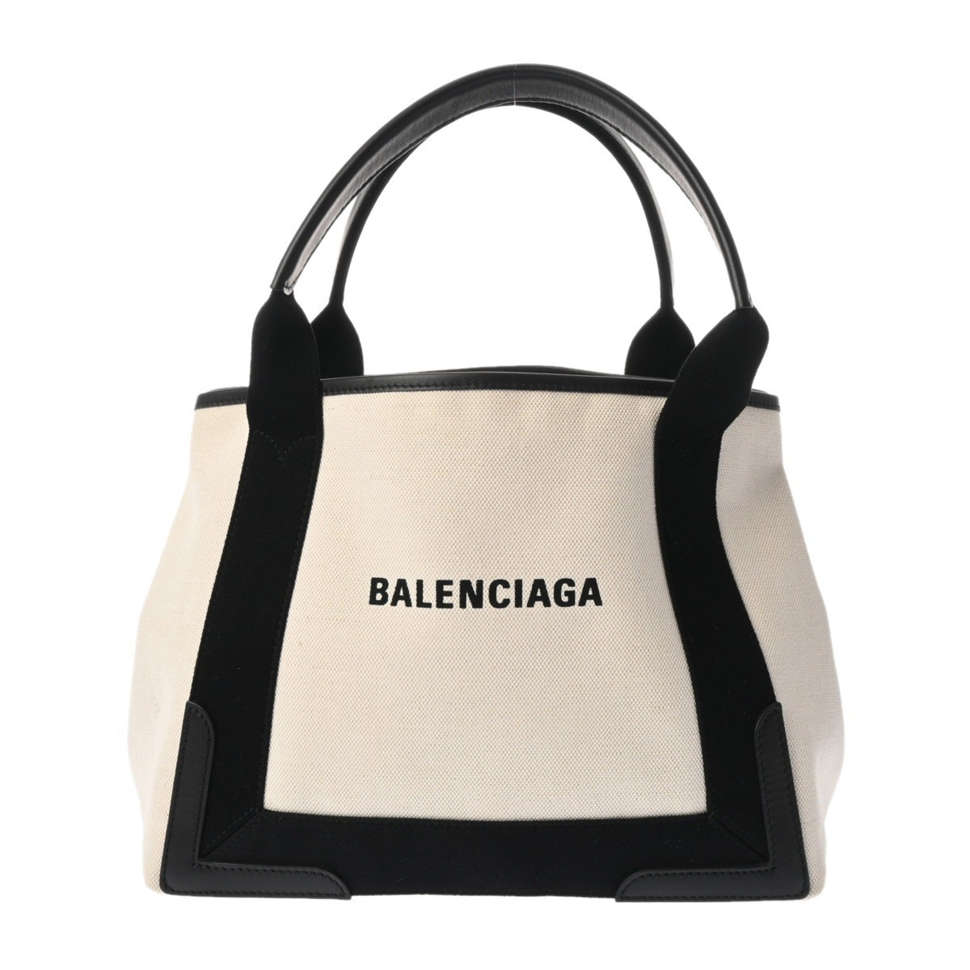 Balenciaga Black White Canvas Leather Handbag Pouch (Pre-Owned)