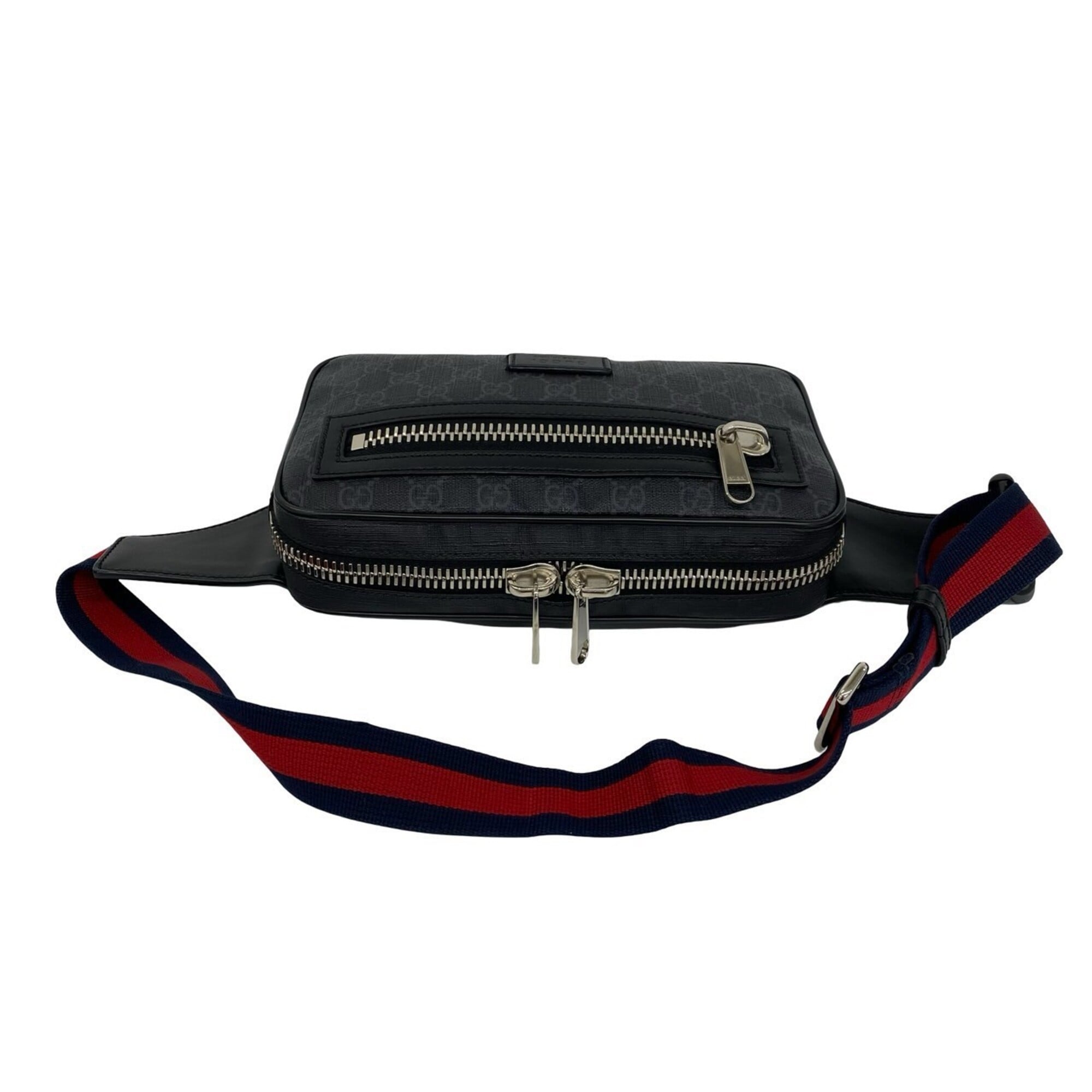 Gucci Black Navy Red Color Leather Pvc Pouch Shoulder Bag Sling Bag (Pre-Owned)