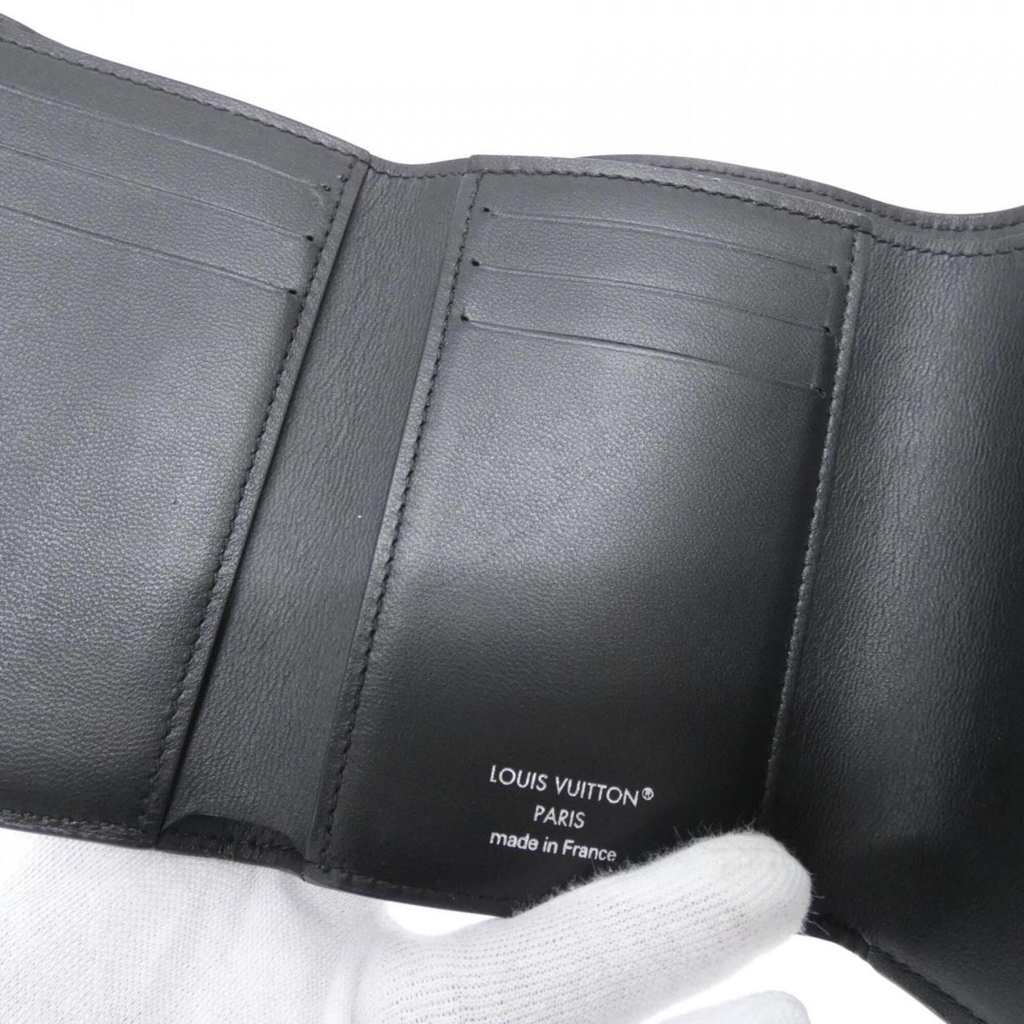 Louis Vuitton Black Leather Wallet (Tri-Fold) (Pre-Owned)