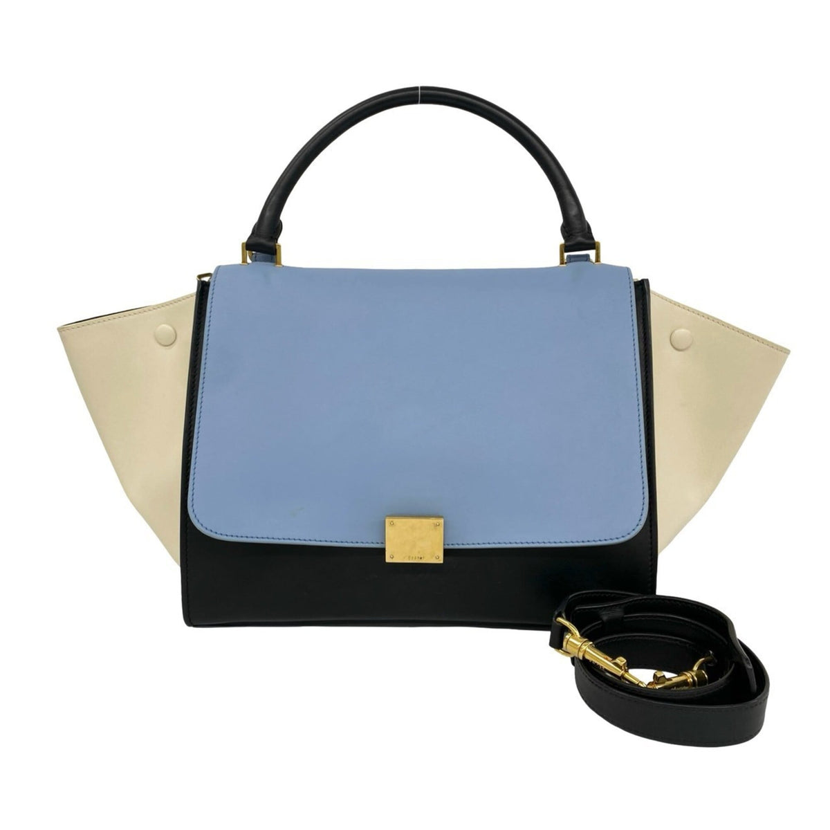 Celine Black Blue Ivory Leather Handbag Shoulder Bag (Pre-Owned)