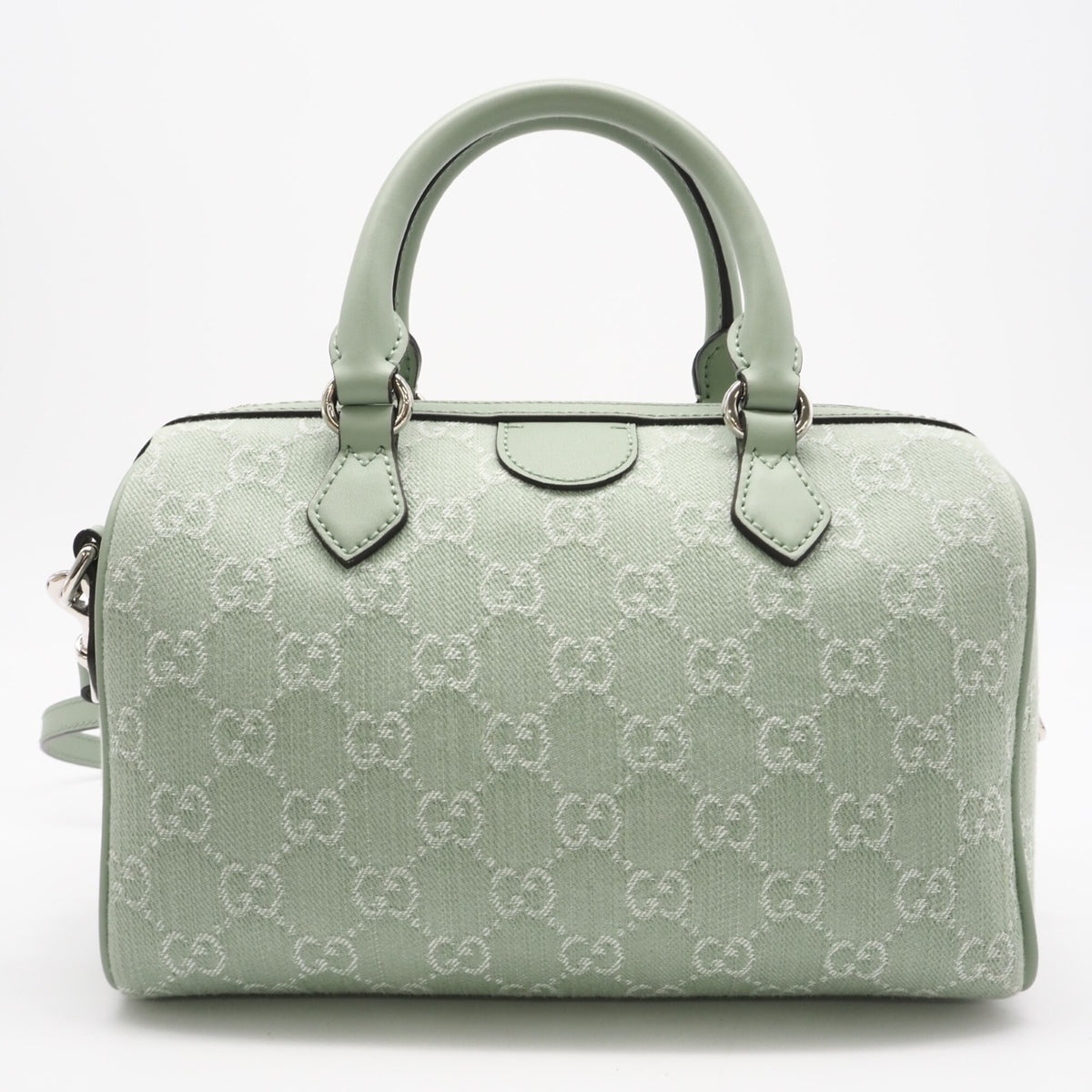 Gucci Green Gg Canvas Boston Bag Handbag (Pre-Owned)