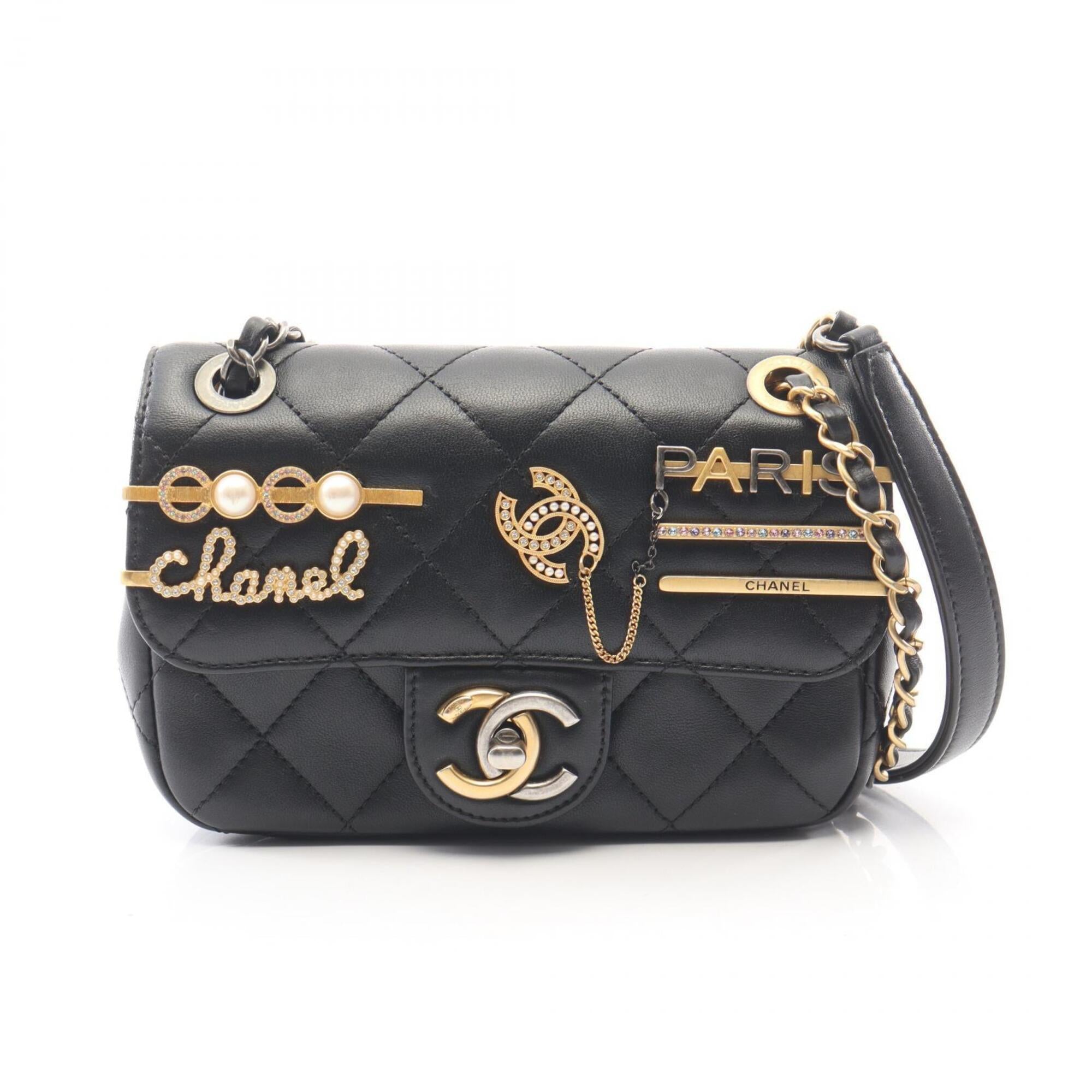 Chanel Black Leather Handbag Shoulder Bag (Pre-Owned)