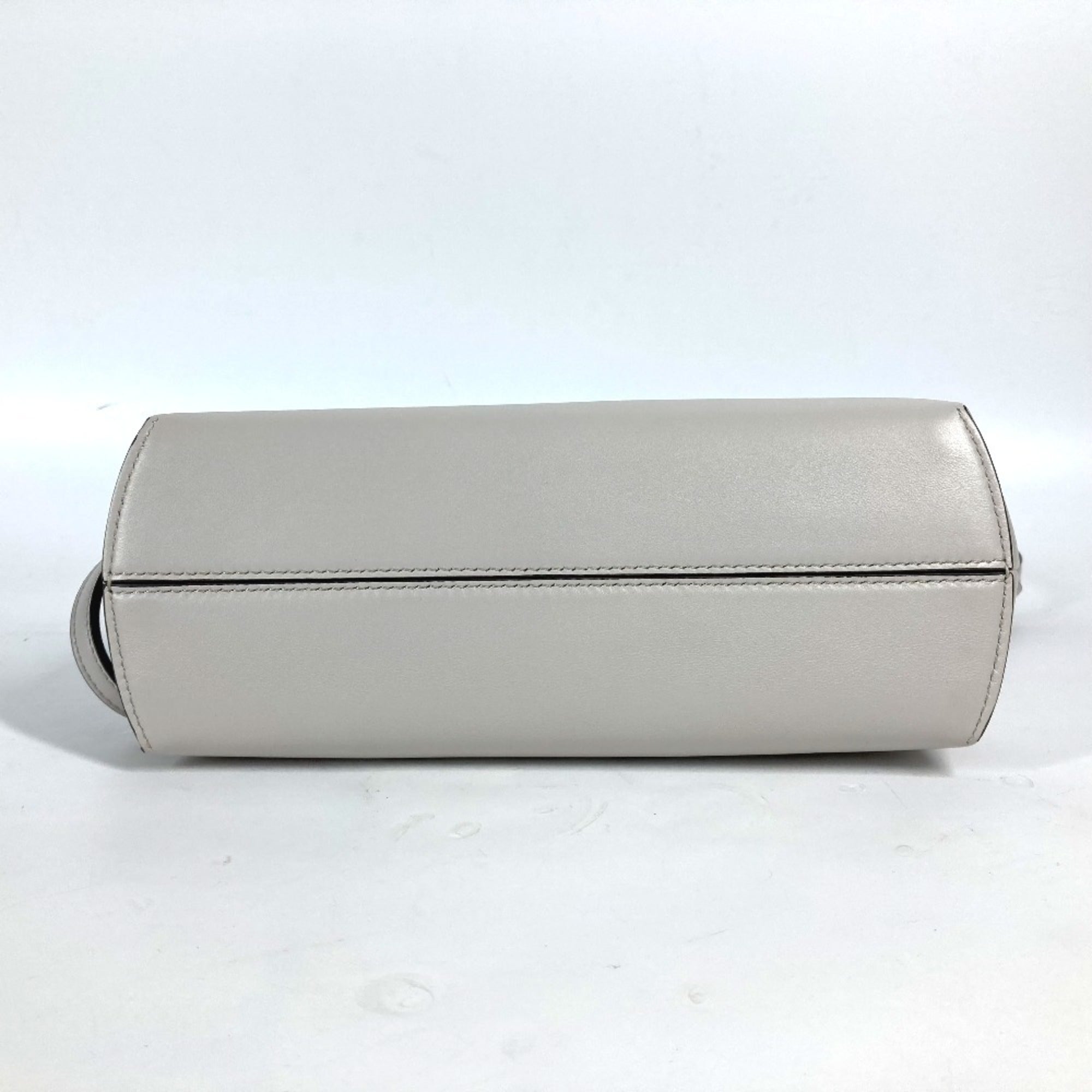 Fendi Gray White Leather Clutch Bag Pochette Shoulder Bag (Pre-Owned)