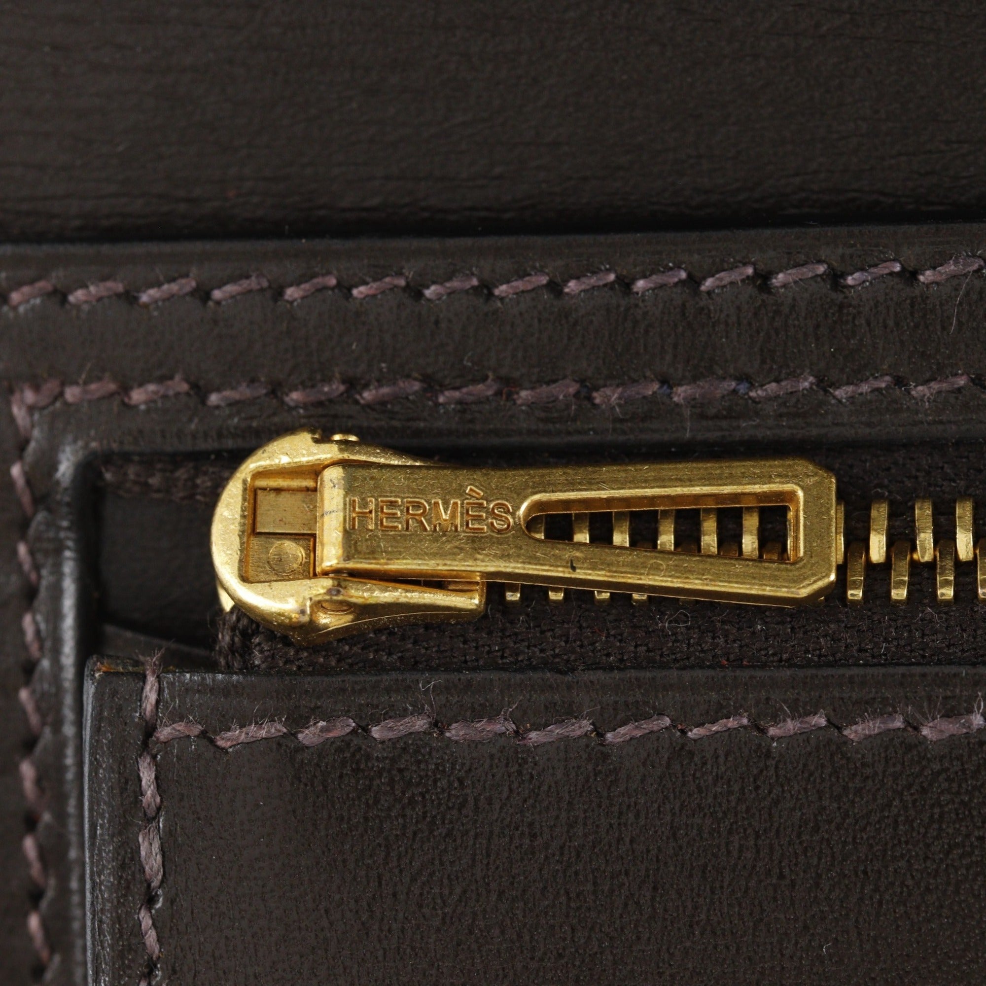 Hermes Brown Box Calf Leather Long Wallet (Bi-Fold) (Pre-Owned)