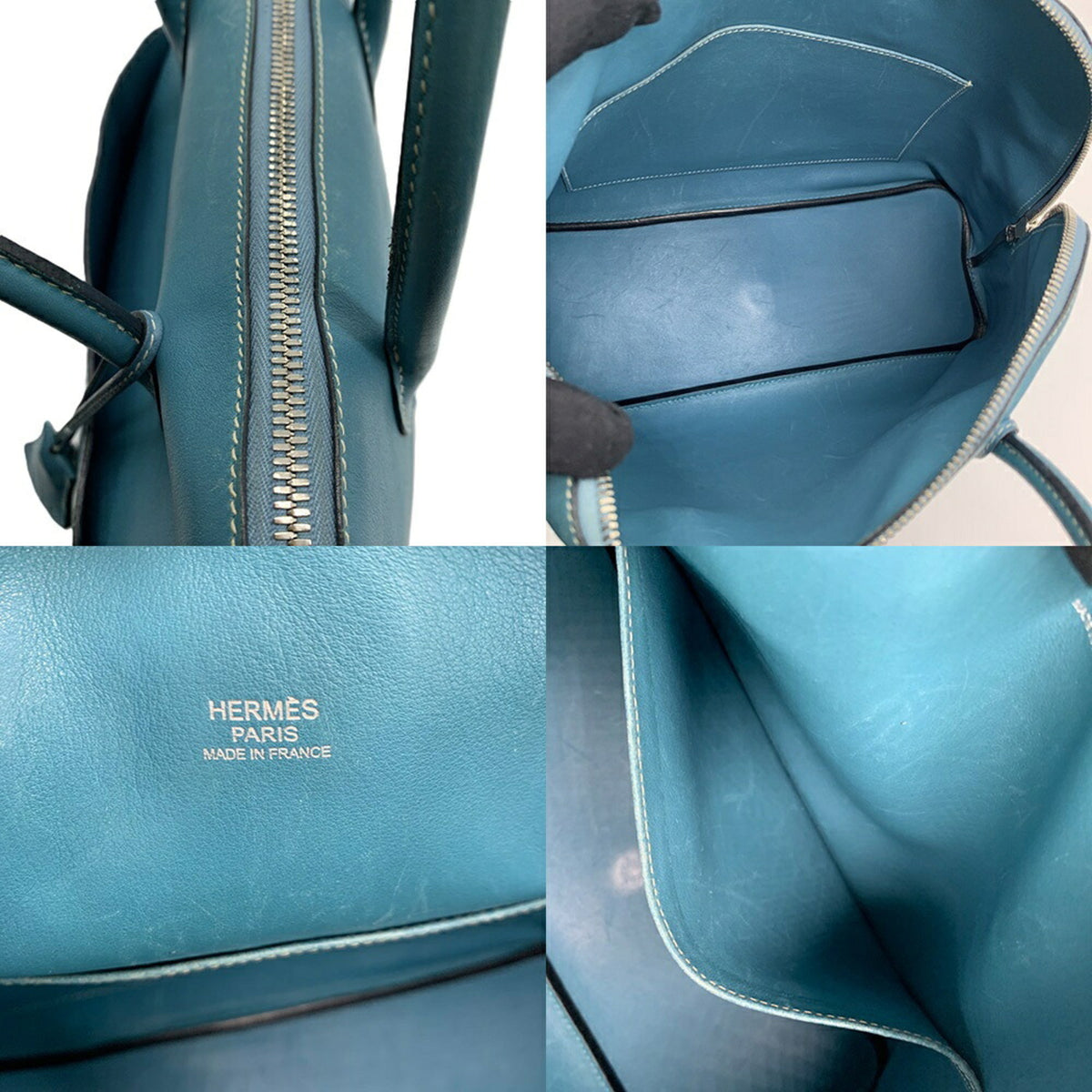 Hermes Bolide Blue Swift Leather Handbag (Pre-Owned)
