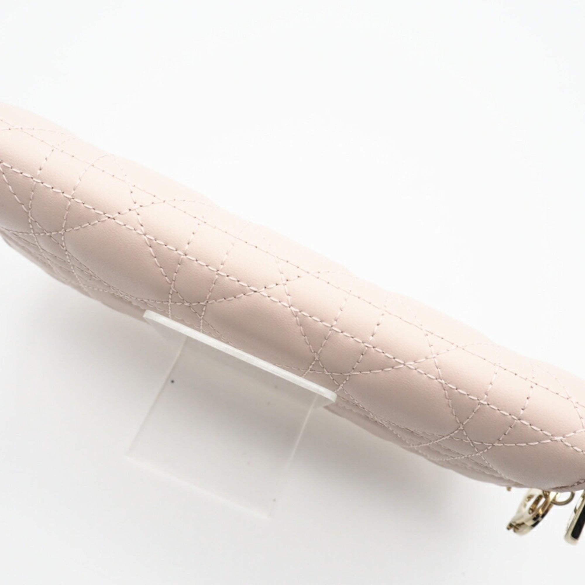 Christian Dior Lady Dior Pink Leather Long Wallet (Bi-Fold) (Pre-Owned)