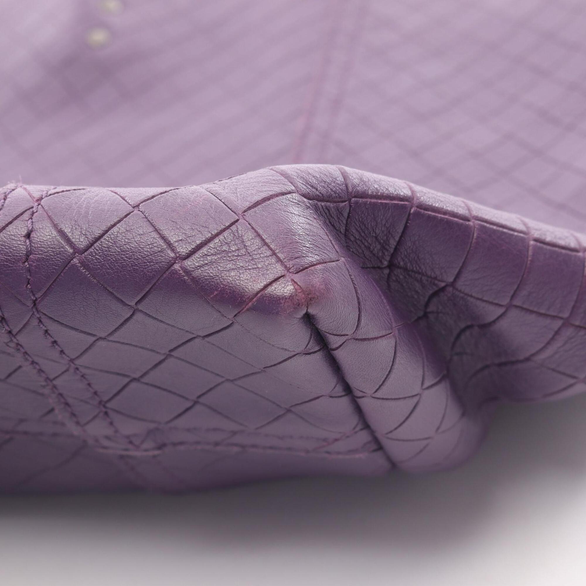 Bottega Veneta Purple Leather Handbag Tote Bag (Pre-Owned)