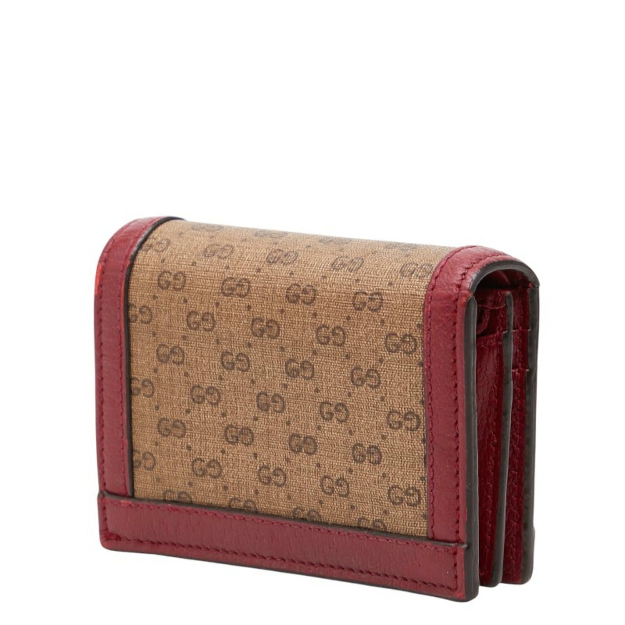 Gucci Gg Supreme Beige Wine Pvc Leather Wallet (Bi-Fold) (Pre-Owned)