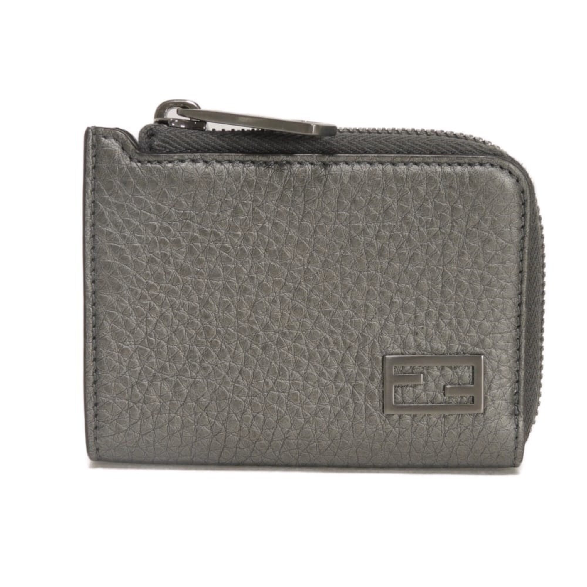 Fendi Gunmetal Metallic Gray Coin Purse/Coin Case (Pre-Owned)